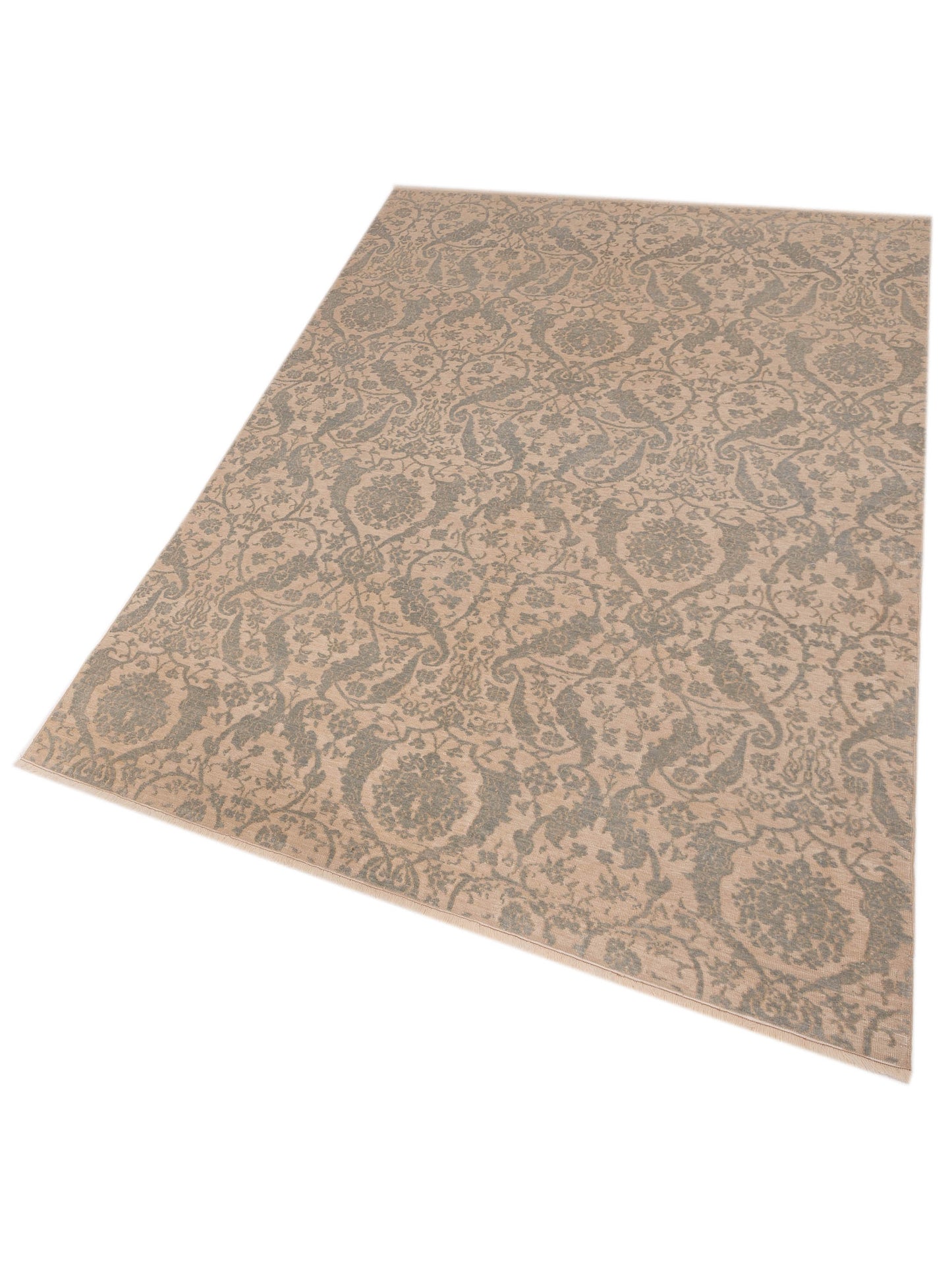 Defne Orchid Ivory Blue 6.5x9.5 Hand Knotted Rug