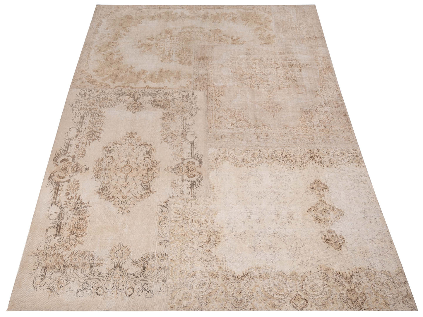 Turkish Vestige Patchwork 130961 Natural 11.6x15.6 Hand Knotted Rug