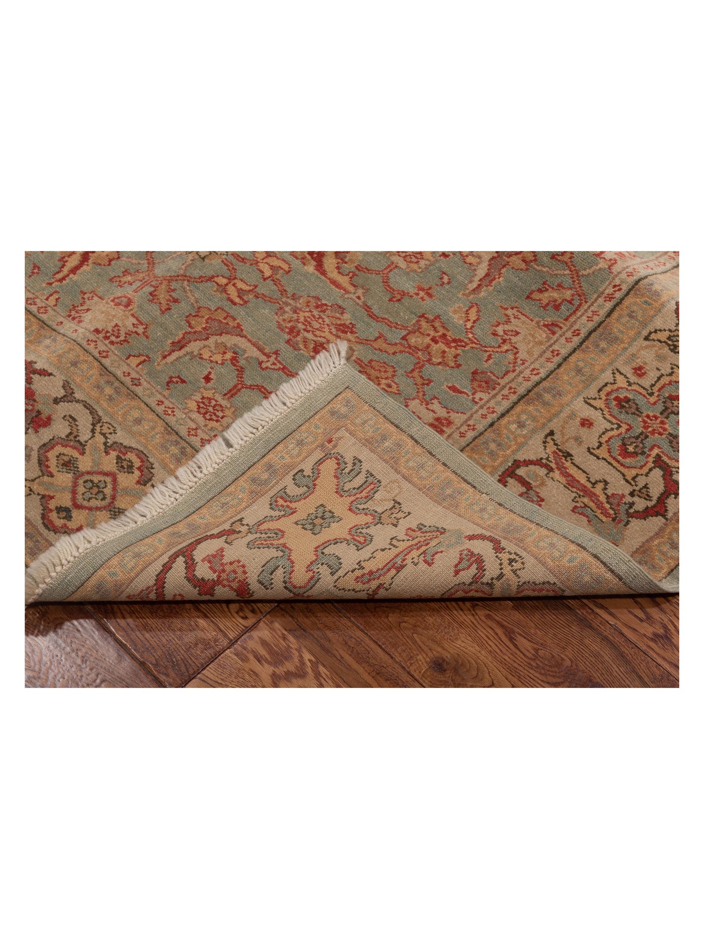 Antique Loom 104544 Green Ivory 5.4x8.4 Hand Knotted Rug