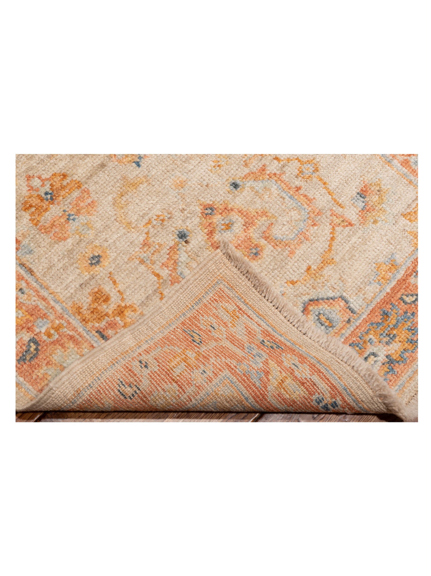 Angora Oushak 149387 Ivory Rust 2.6x15.10 Hand Knotted Rug