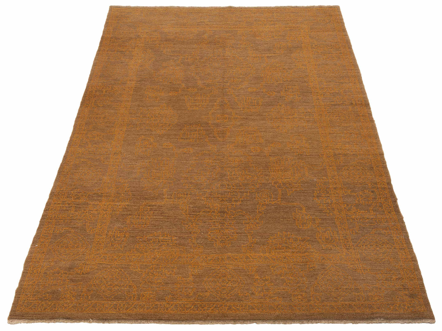 Defne Jade Brown Gold 6.2x9 Hand Knotted Rug