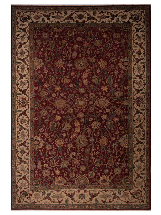 Pasha Antique Loom  Burgundy Ivory Traditional