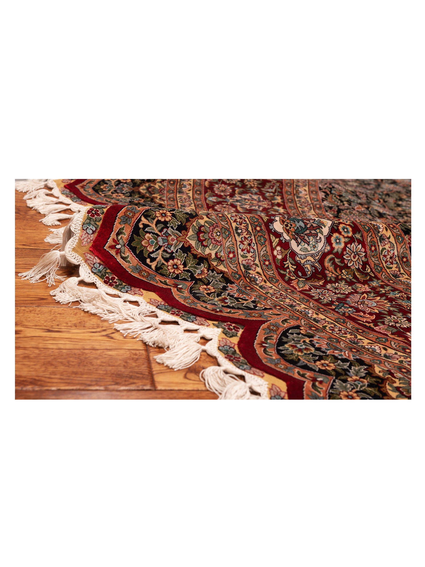 Pure Silk 124203 Navy Red 8x8 Hand Knotted Rug
