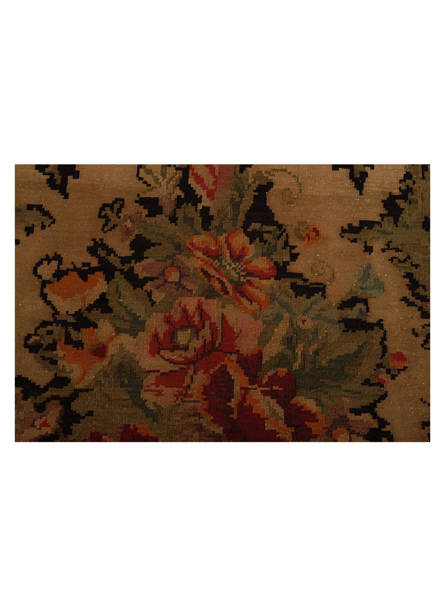 Old Basserabian Kilim 103881 Black Brown 7.6x11.6 Hand Woven Rug