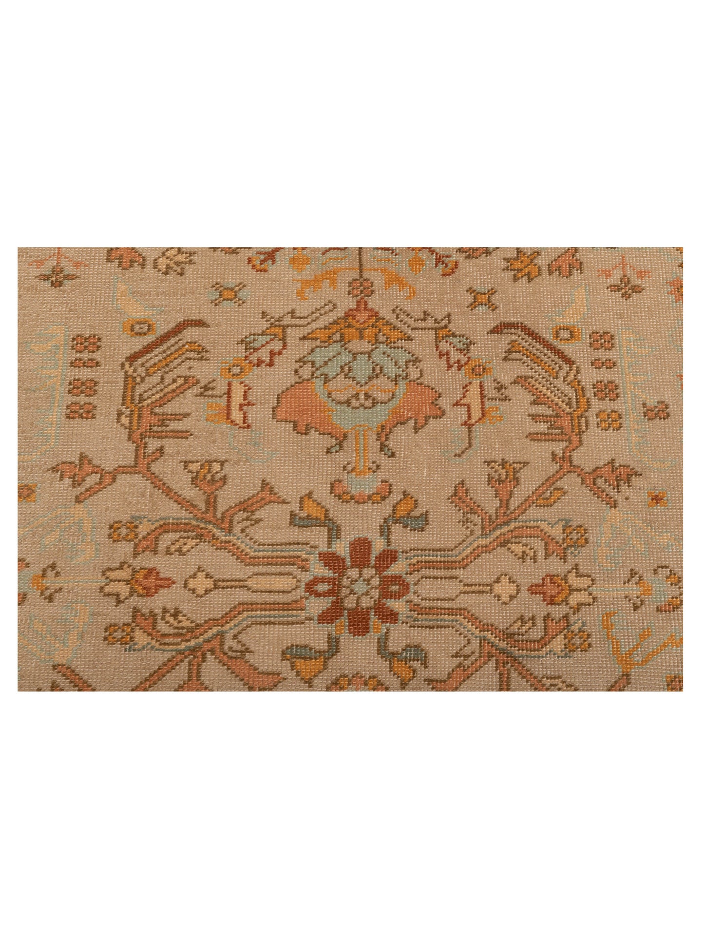 Anadol Oushak 145115 Cream Blue 5.3x6.4 Hand Knotted Rug