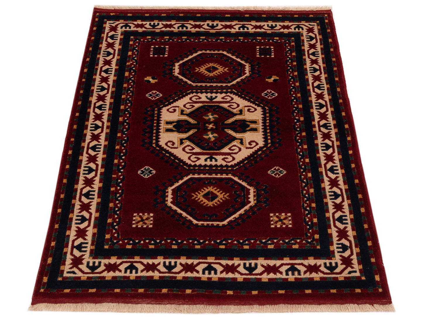 Turkish Shirwan 145232 Red Ivory 4.2x5.6 Hand Knotted Rug