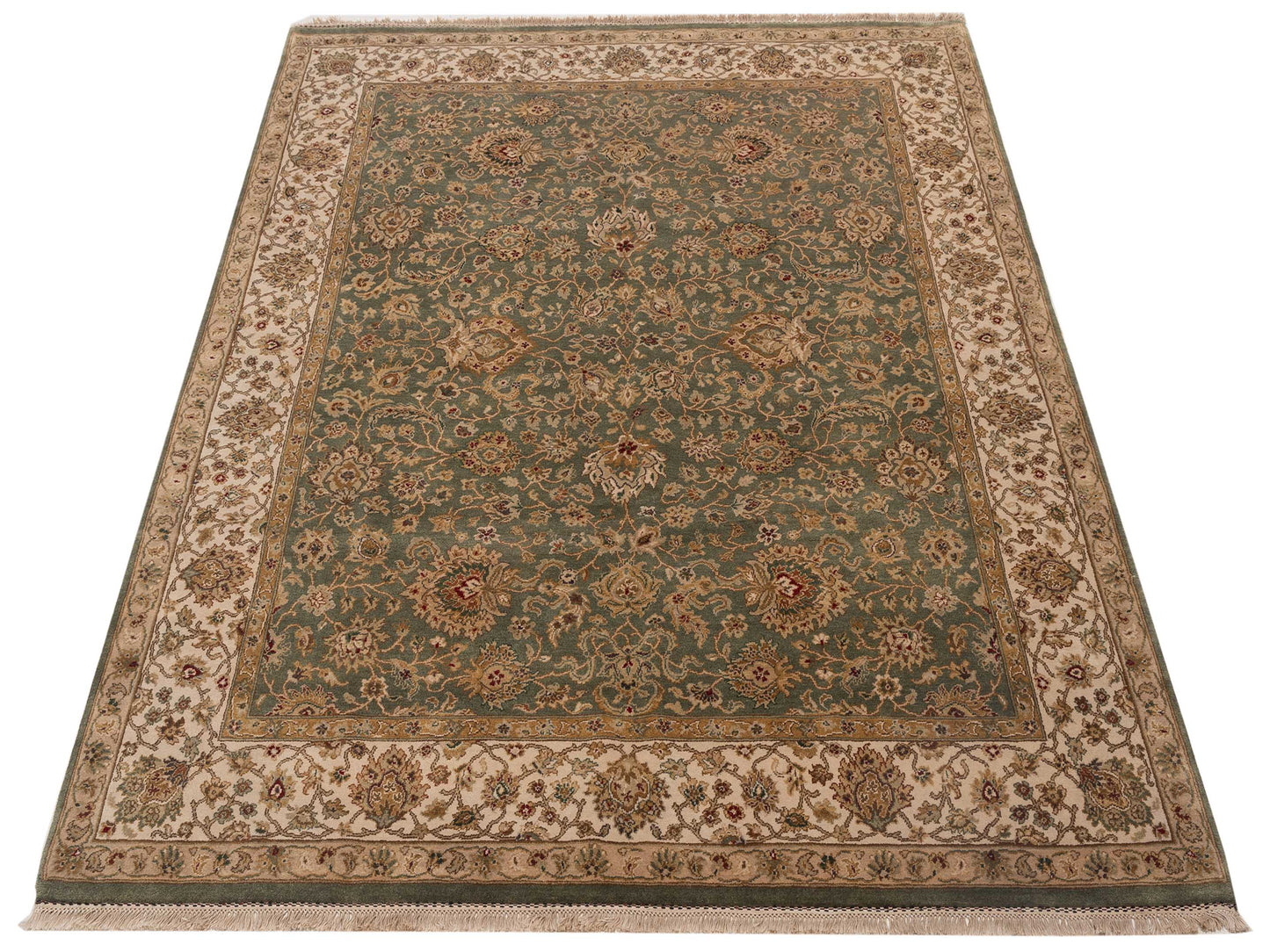 Crown 85830 Green Ivory 8.2x9.11 Hand Knotted Rug