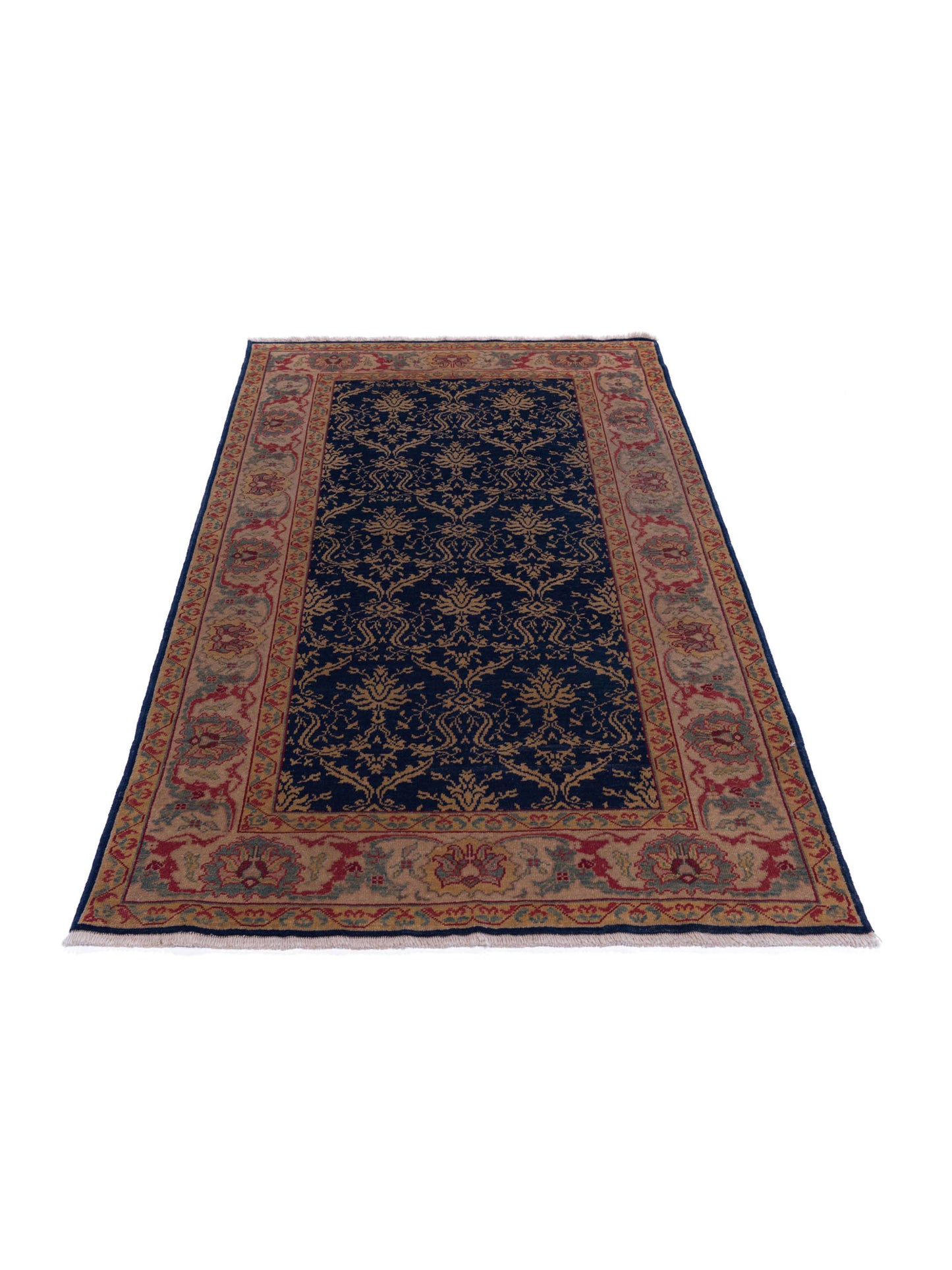 Antique Loom 107987 Navy Beige 4x6 Hand Knotted Rug