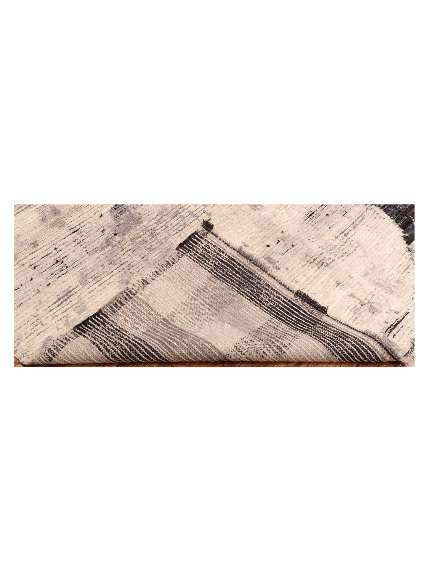 Berber Myra Ivory Black 5.11x8.8 Hand Knotted Rug