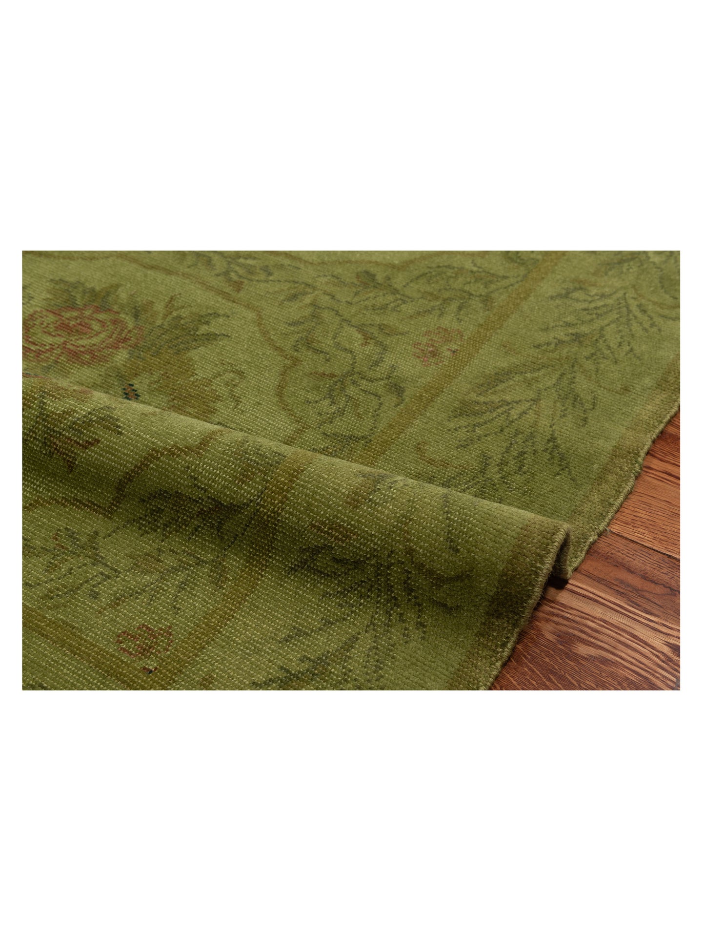 Vintage 110289 Green 5.1x7.11 Hand Knotted Rug