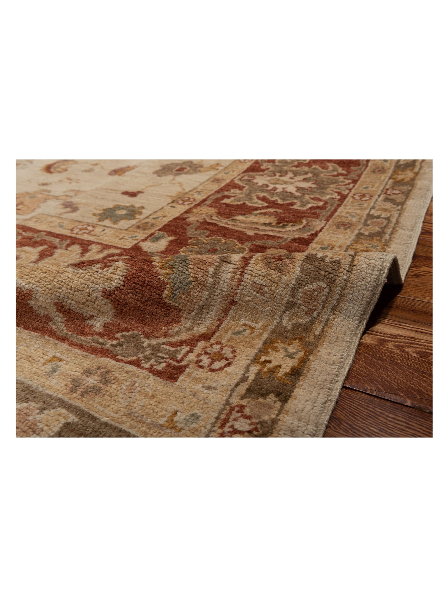 Angora Oushak 93037 Beige Rust 9x11.8 Hand Knotted Rug