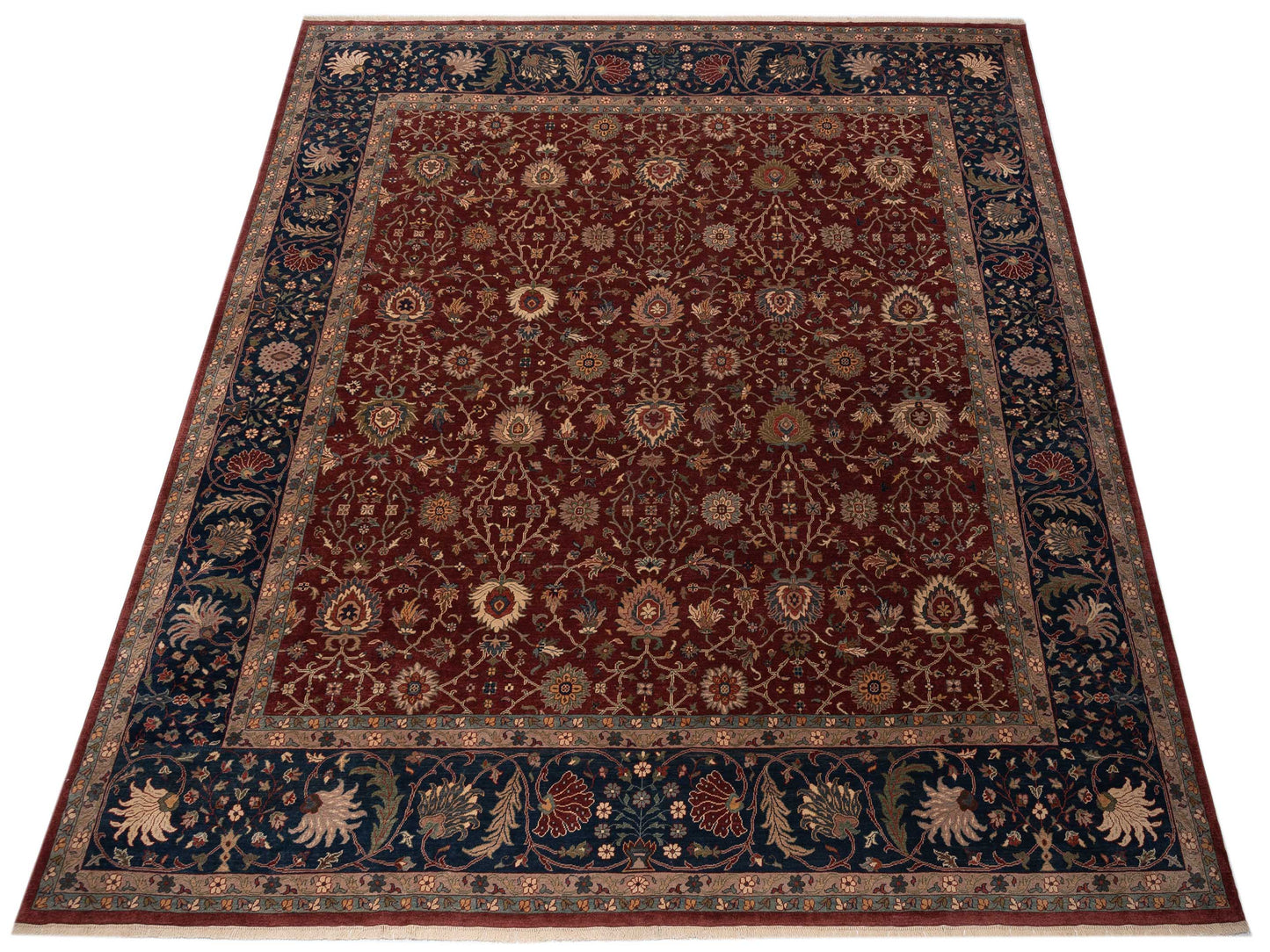 Antique Loom 104399 Red Navy 14.2x14.3 Hand Knotted Rug