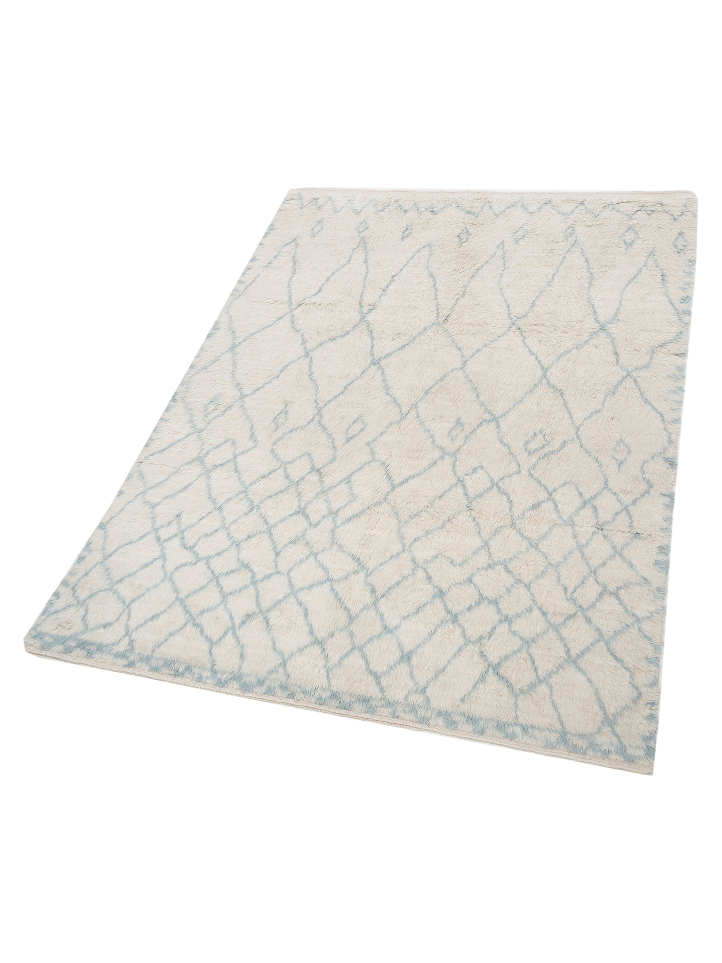 Berber Aspendos Ivory Light Blue 7.8x10 Hand Knotted Rug