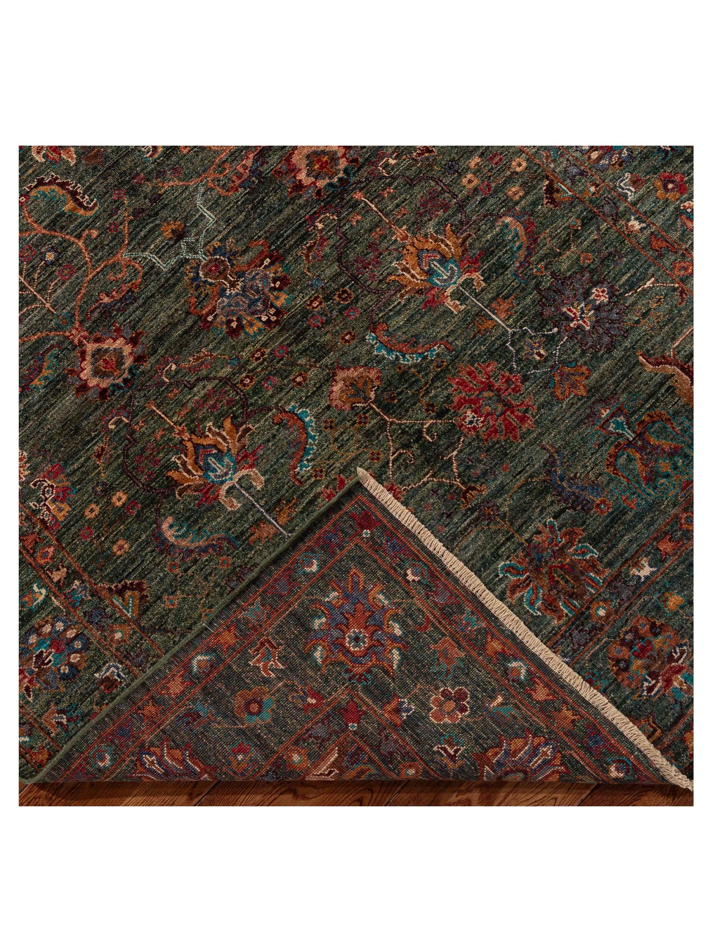 Sultan 155342 Green Green 5.2x6.7 Hand Knotted Rug