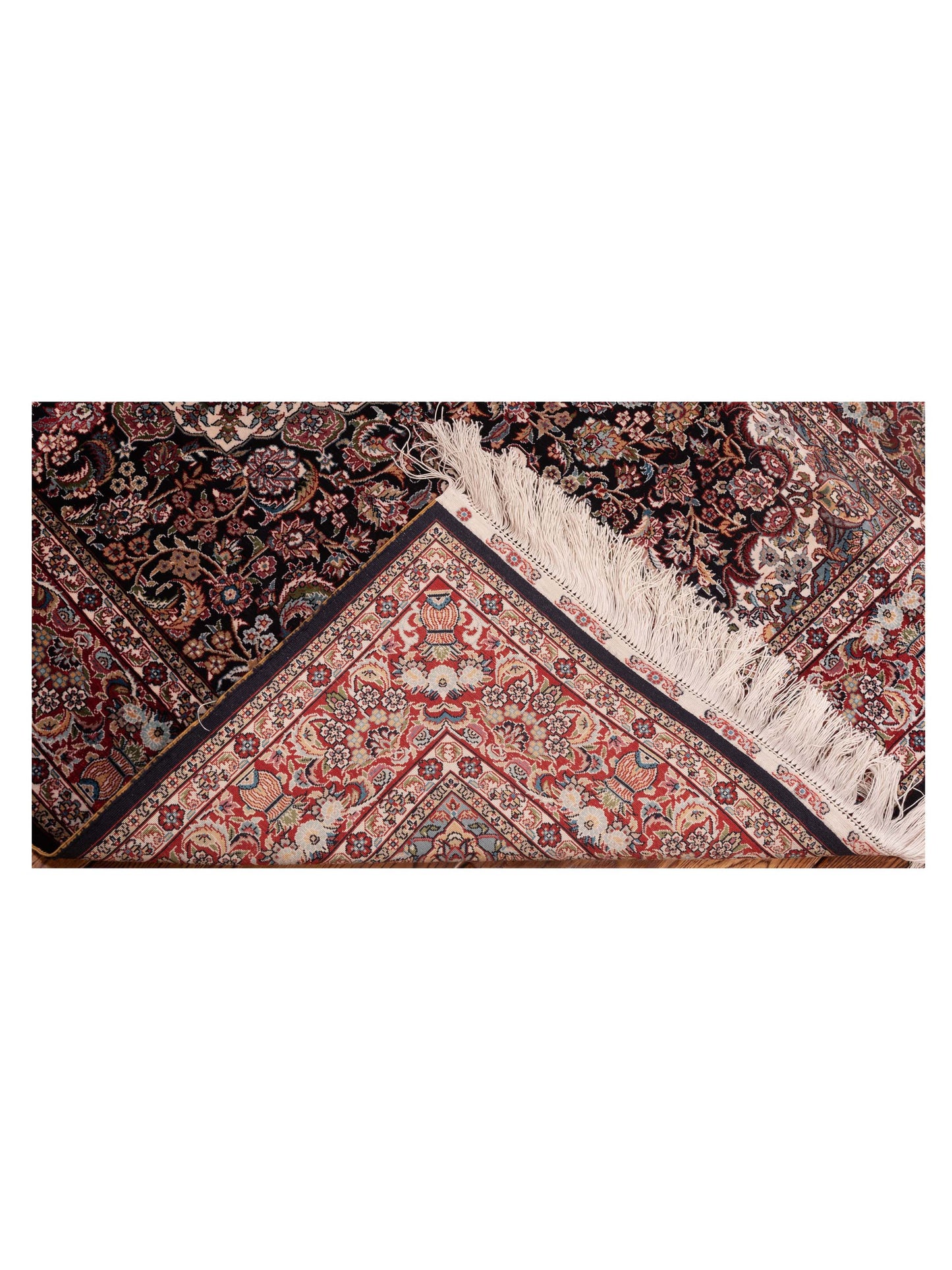 Pure Silk 122095 Navy Red 3.1x5.1 Hand Knotted Rug