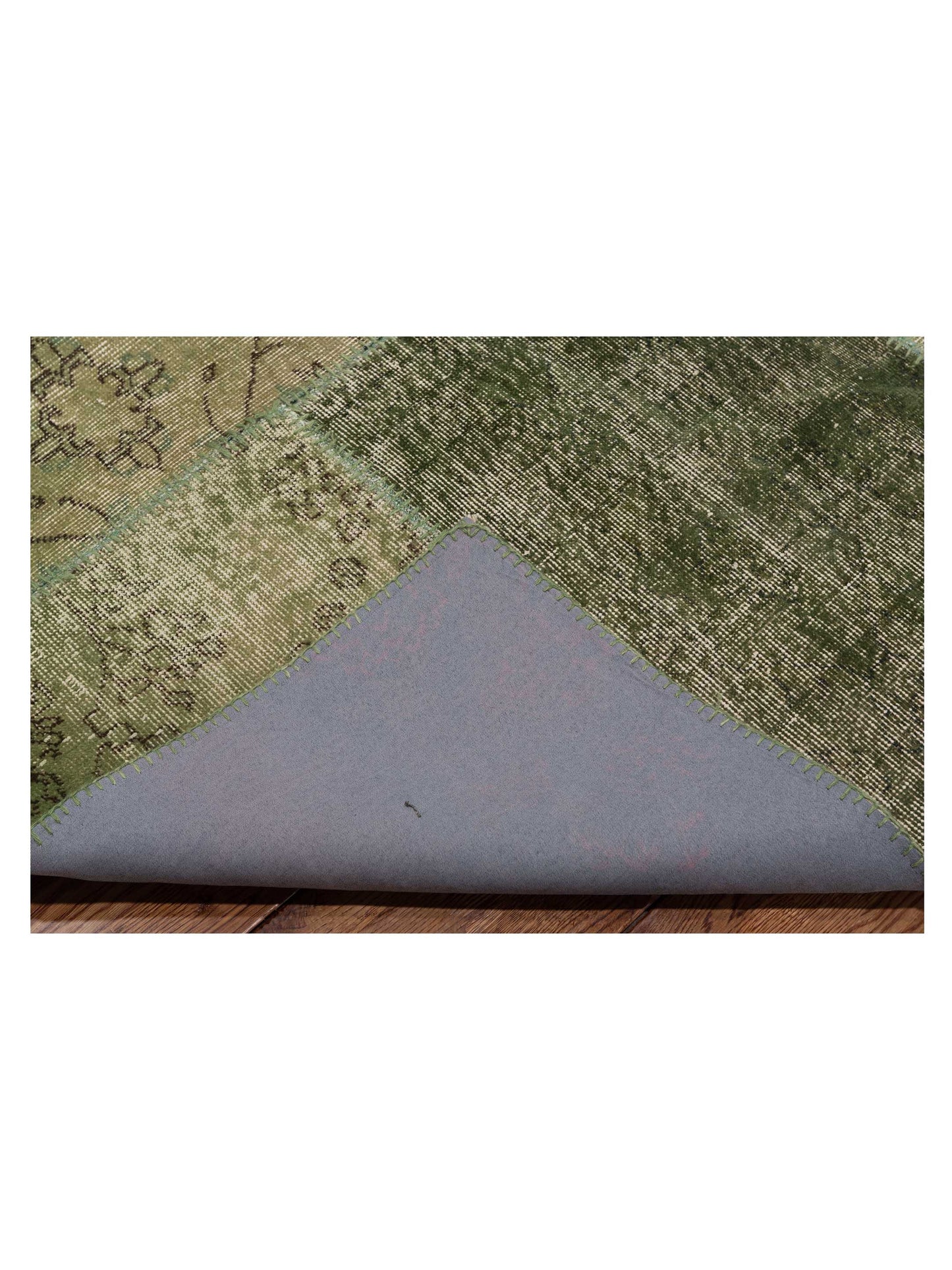 Turkish Vestige Patchwork 114835 Green 9.10x13.10 Hand Knotted Rug