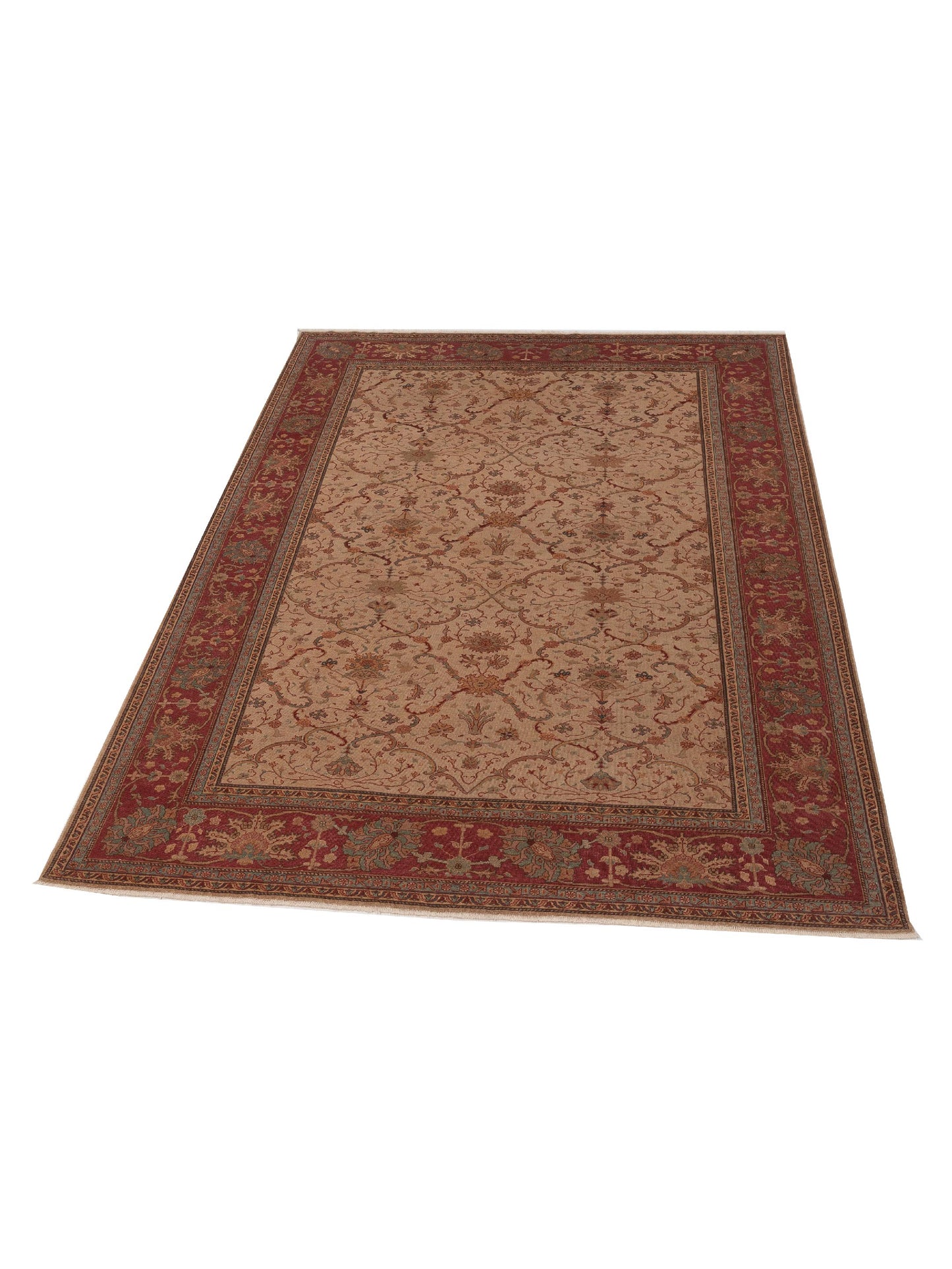 Antique Loom 104404 Beige Red 9.5x12.5 Hand Knotted Rug