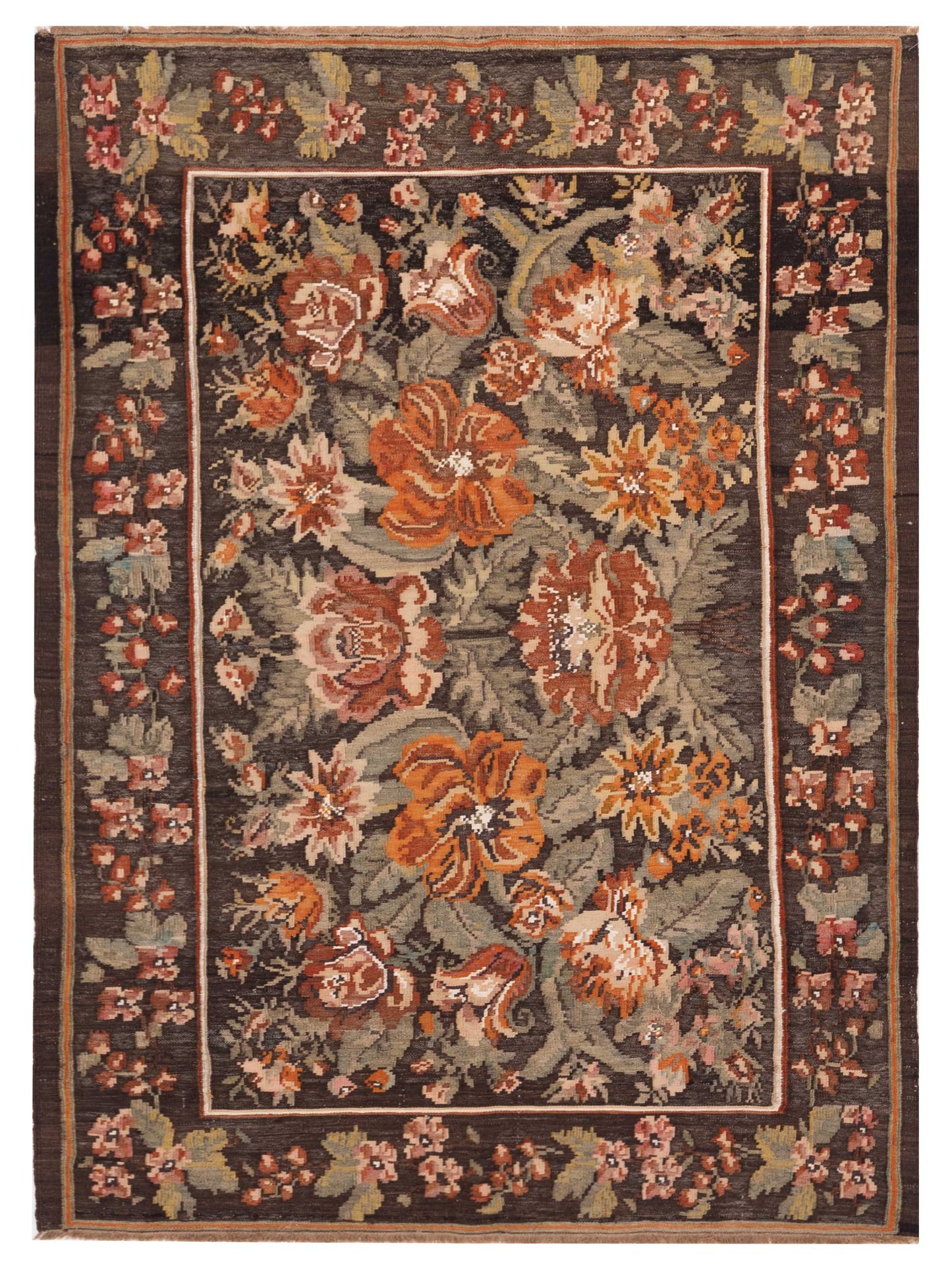 Pasha Old Basserabian Kilim  Brown  Traditional