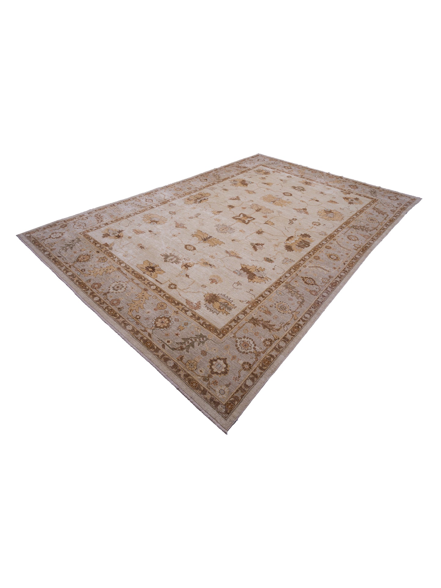 Angora Oushak 126678 Ivory Silver 11.10x18 Hand Knotted Rug