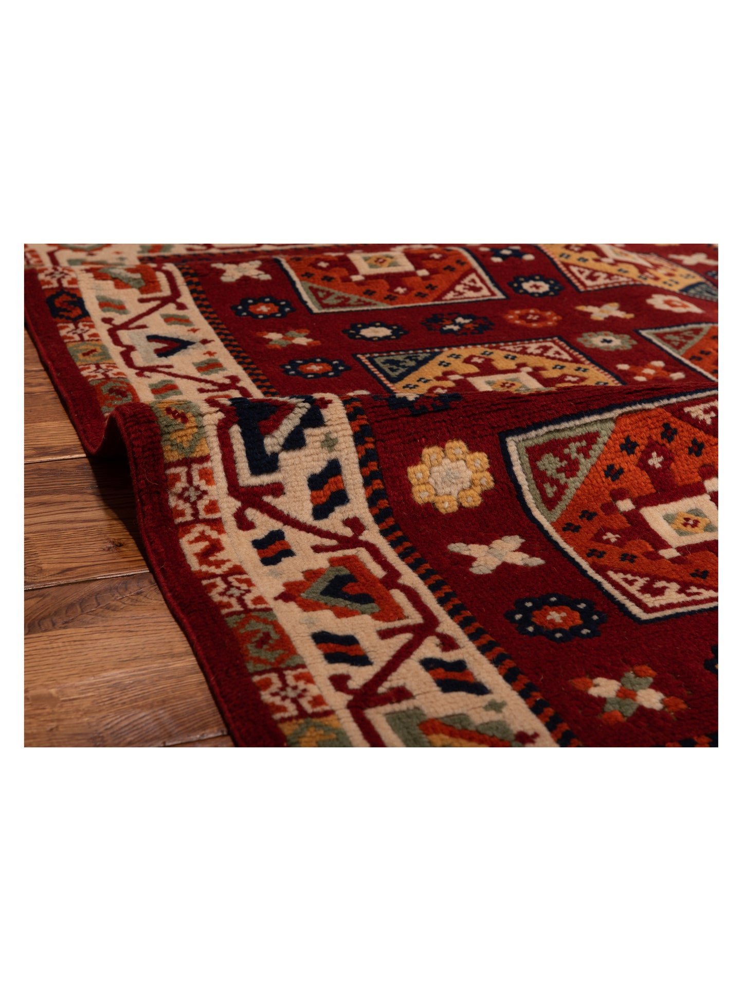 Turkish Shirwan 145142 Red Ivory 4x5 Hand Knotted Rug