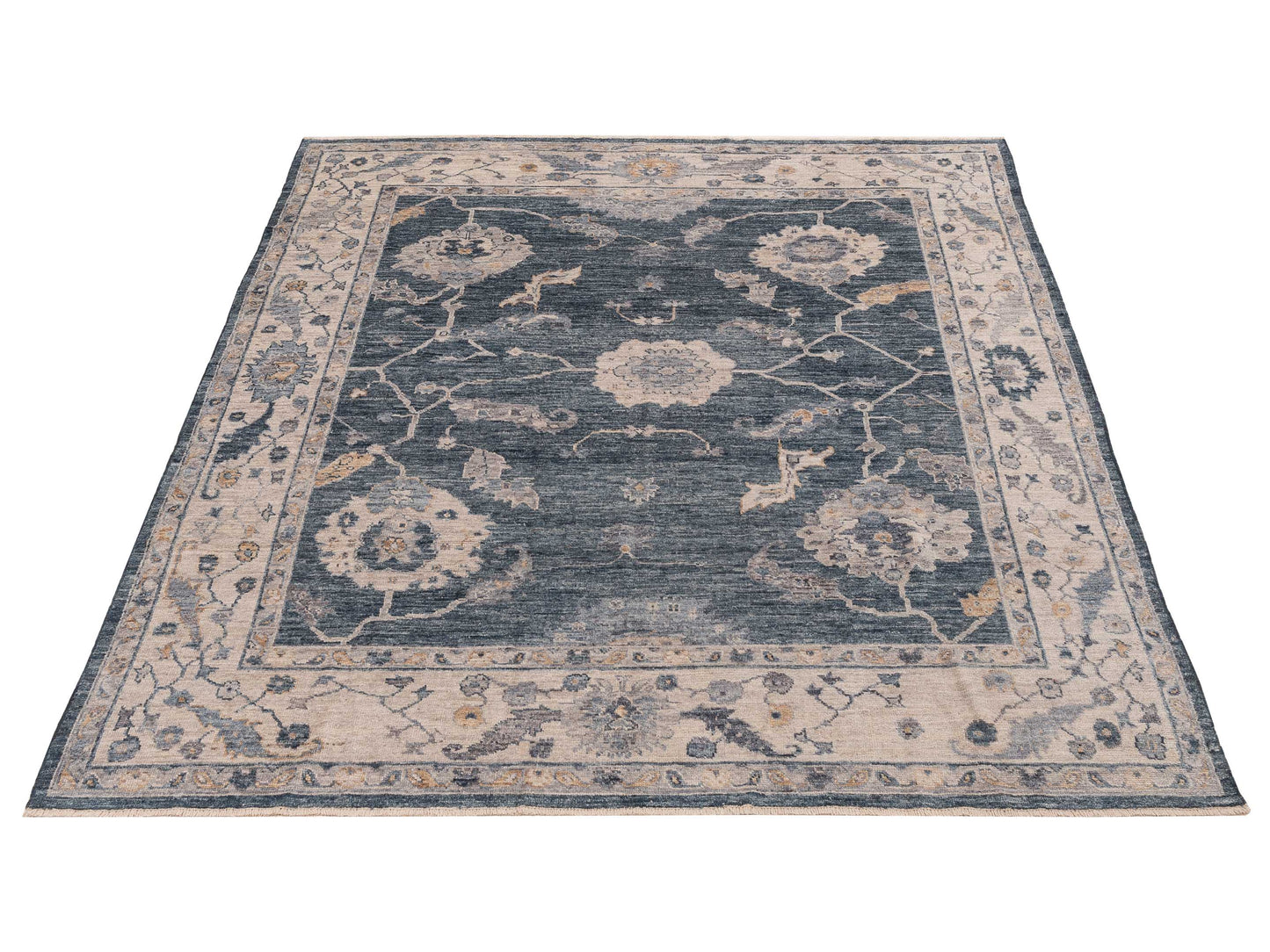 Angora Oushak 155008 Blue Ivory 8.11x10.5 Hand Knotted Rug