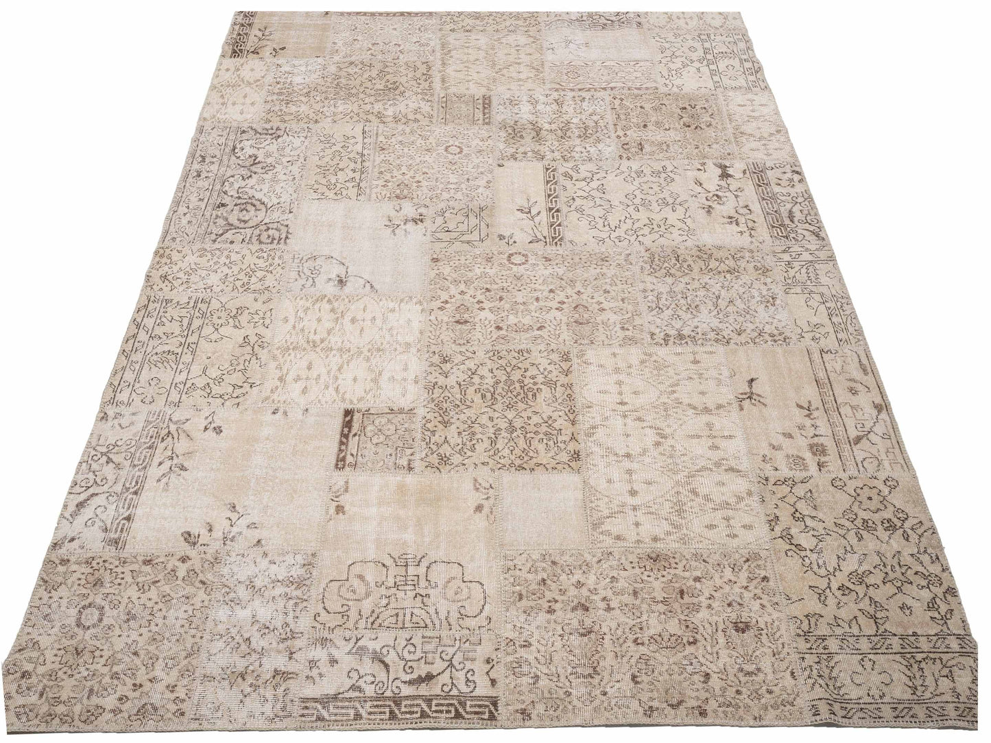 Turkish Vestige Patchwork 142804 Natural 8.4x11.6 Hand Knotted Rug