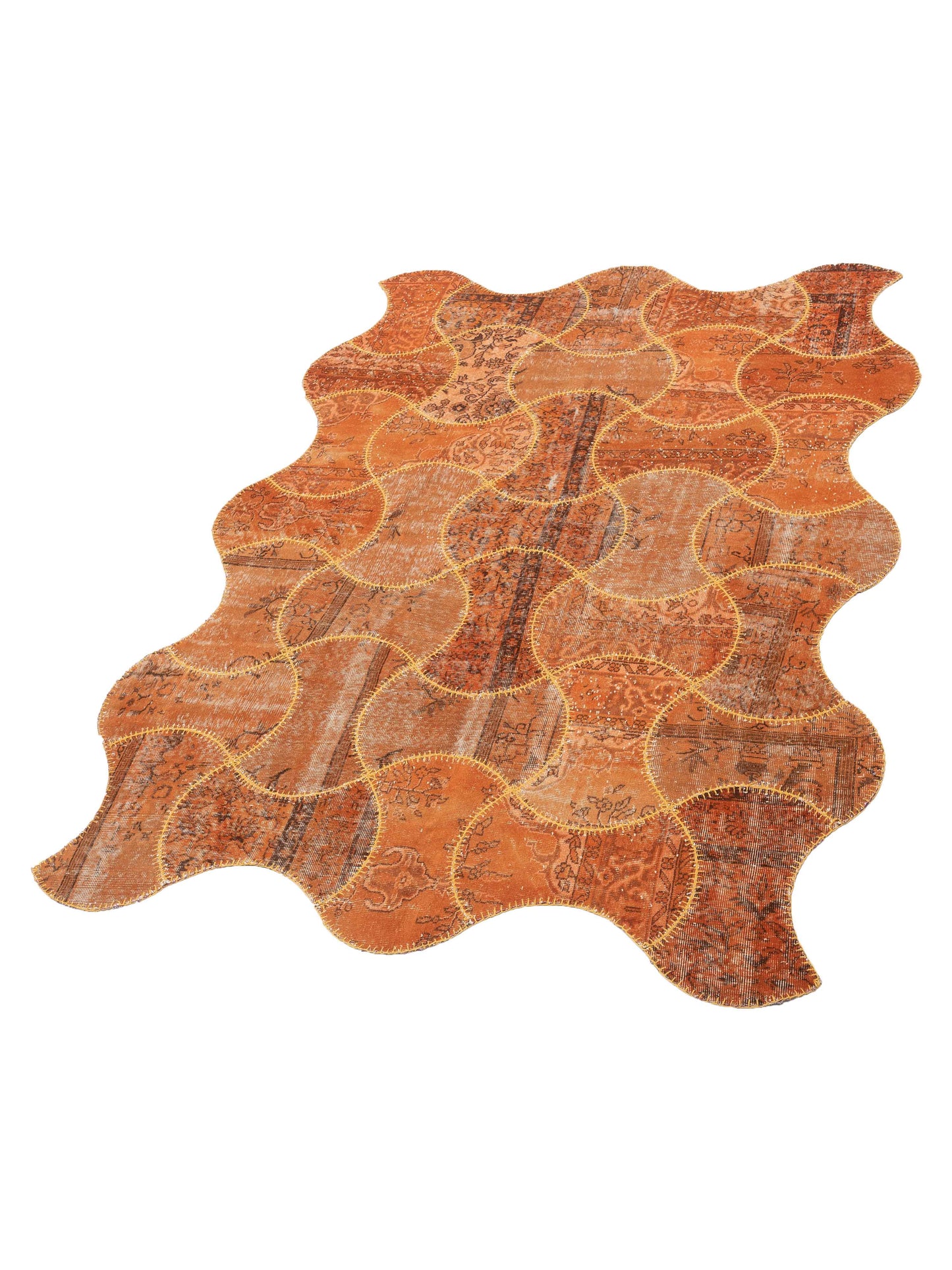 Turkish Vestige Patchwork 108877 Orange 7.2x9.10 Hand Knotted Rug