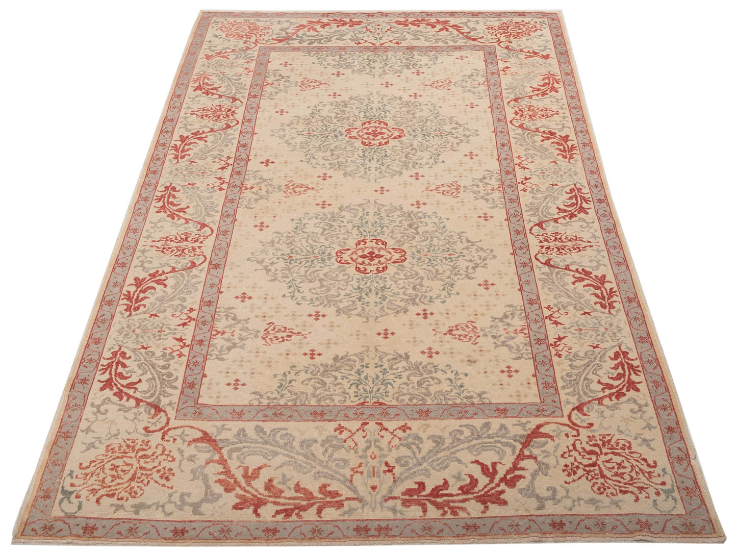 Antique Loom 104552 Ivory Ivory 6.3x9.6 Hand Knotted Rug