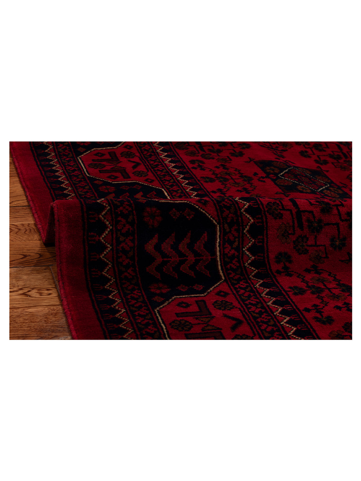 Afghan Belcik 153585 Red Navy 5.8x8 Hand Knotted Rug