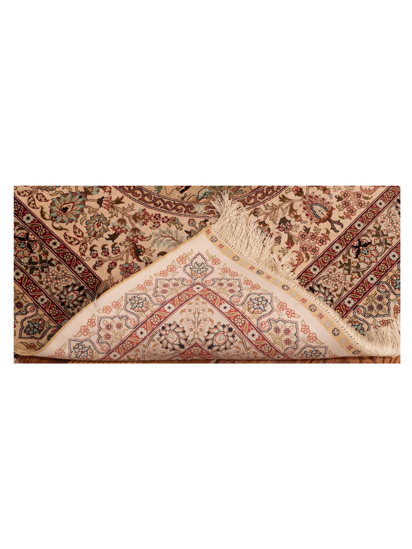 Pure Silk 125288 Ivory Beige 3.1x3.1 Hand Knotted Rug