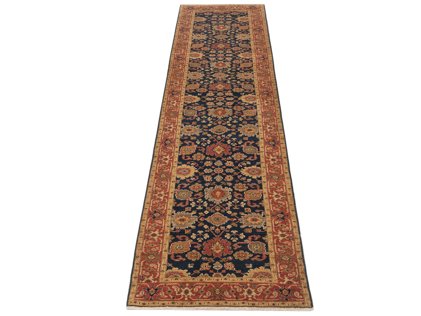 Simav 129514 Blue Rust 2.7x10.1 Hand Knotted Rug