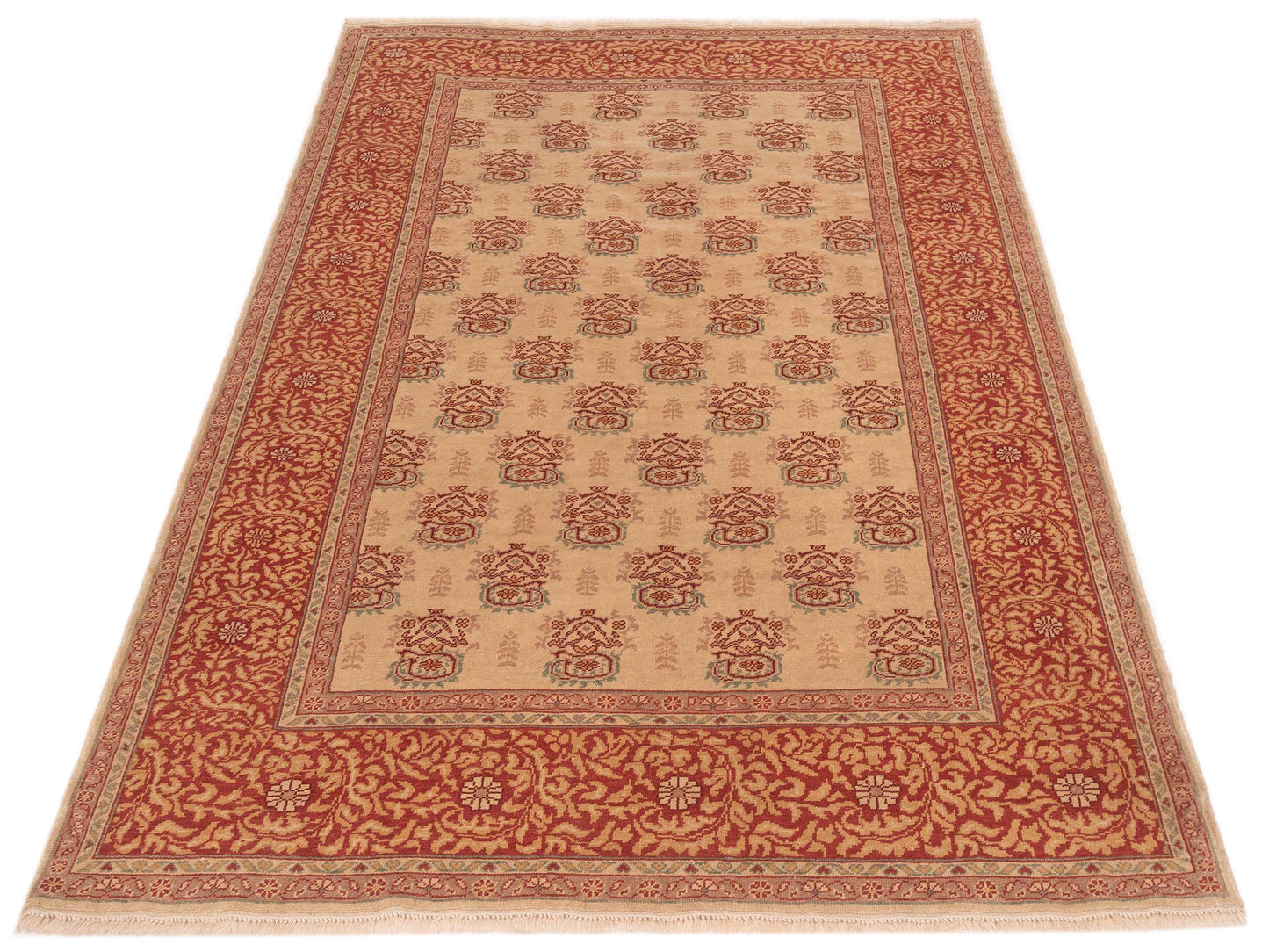 Antique Loom 148321 Beige Rust 6.8x9 Hand Knotted Rug