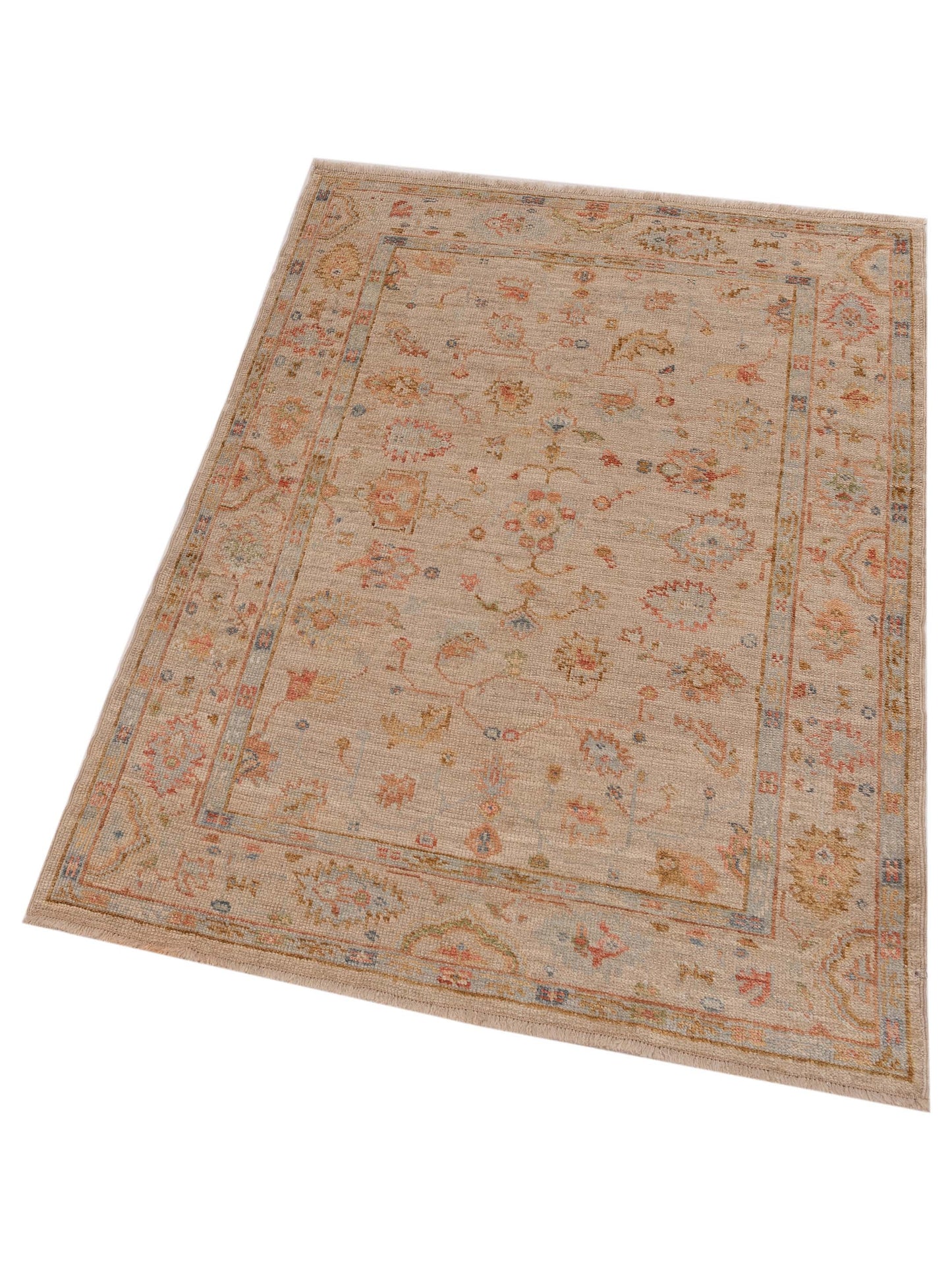 Angora Oushak 149311 Beige Beige 4.2x5.10 Hand Knotted Rug