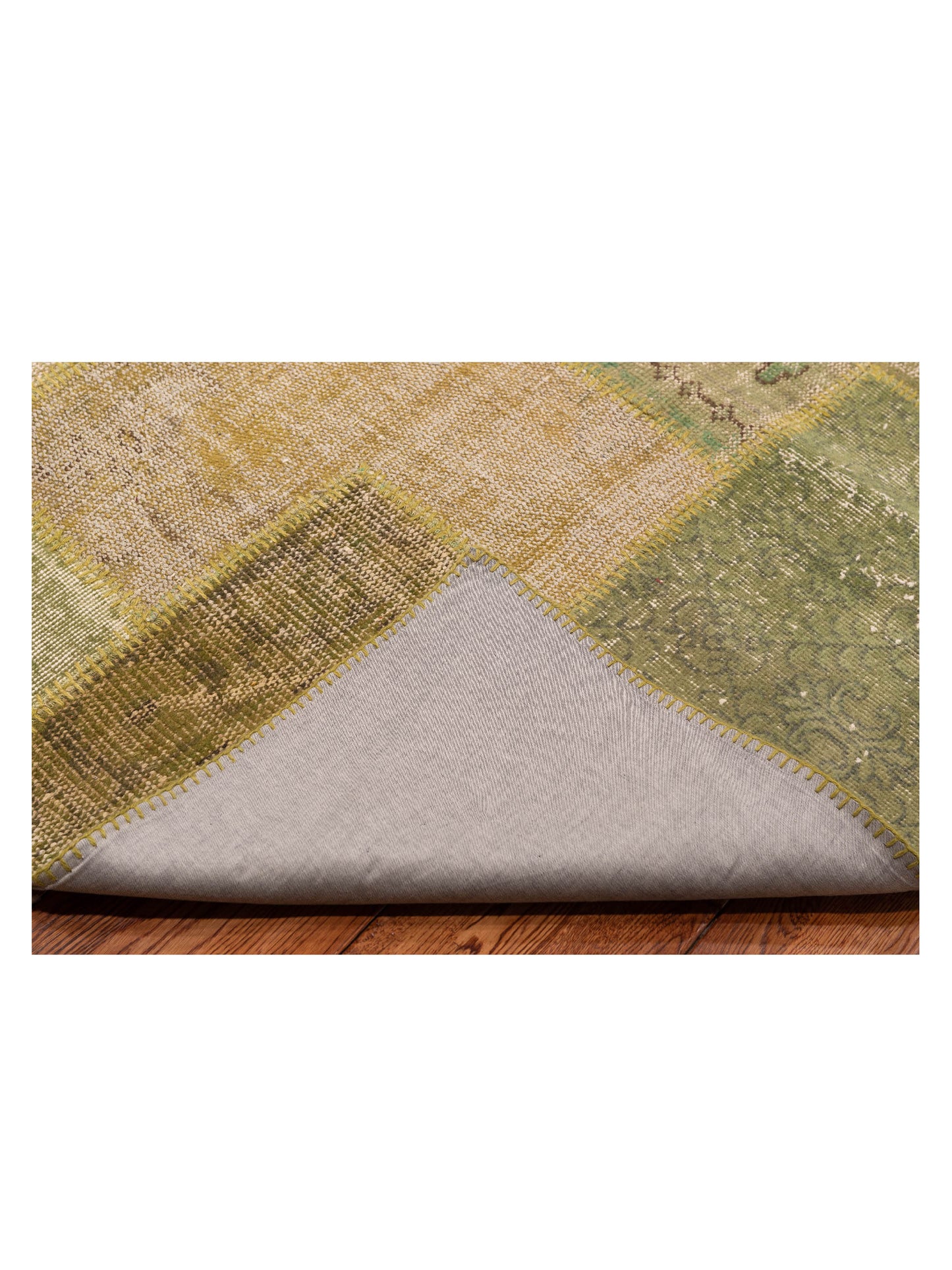 Turkish Vestige Patchwork 111859 Green 9x12 Hand Knotted Rug