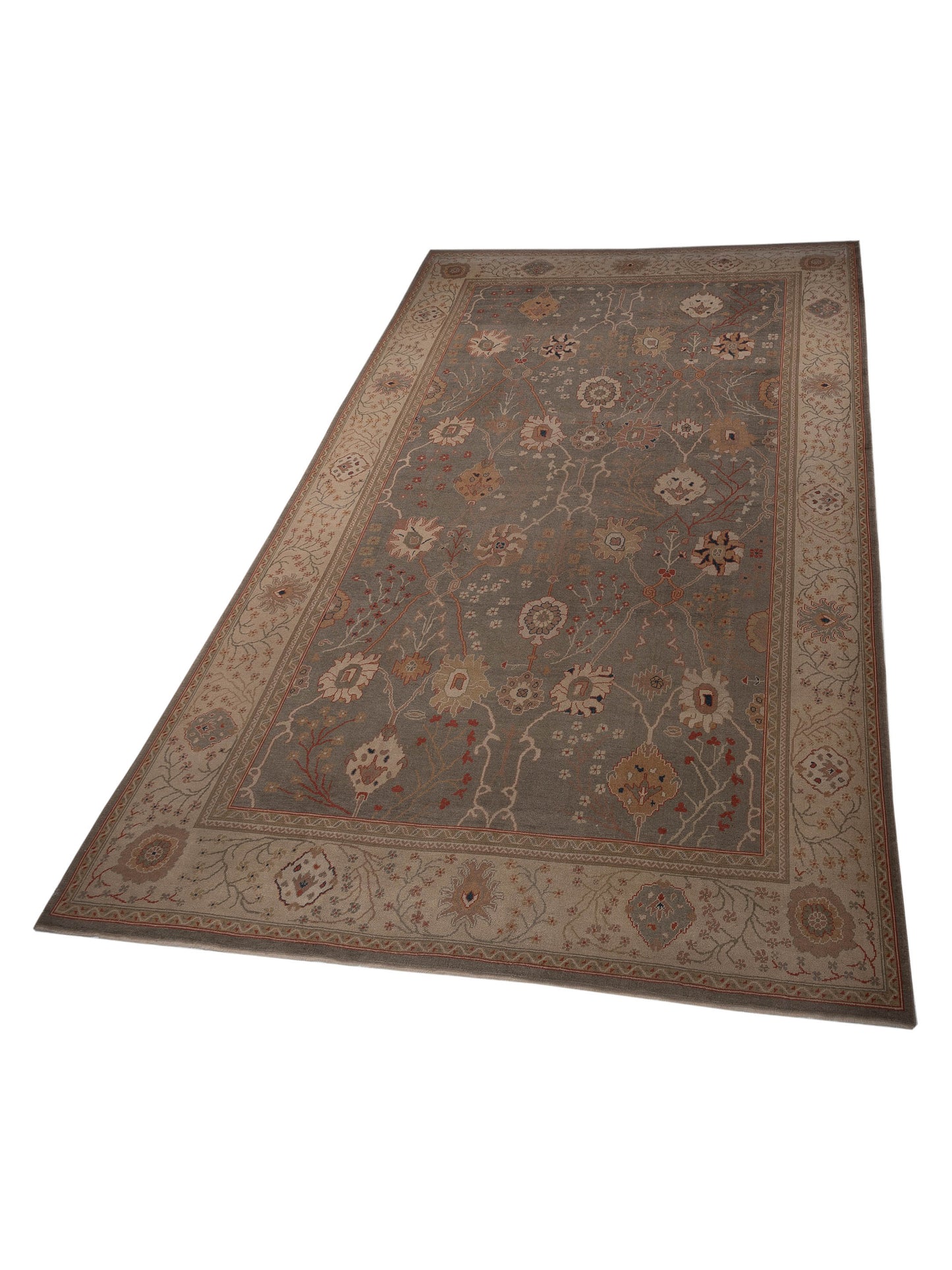 Anadol Oushak 97383 Silver Ivory 12.6x19.4 Hand Knotted Rug