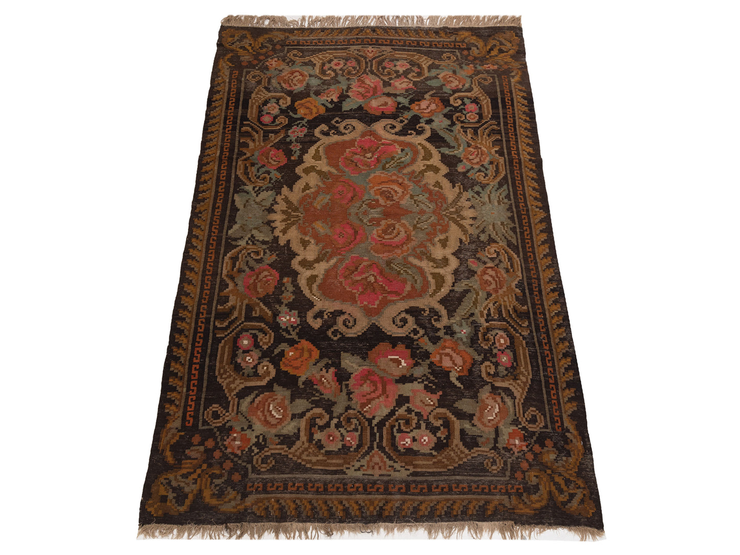 Old Basserabian Kilim 80439 Black 6.5x10.5 Hand Woven Rug