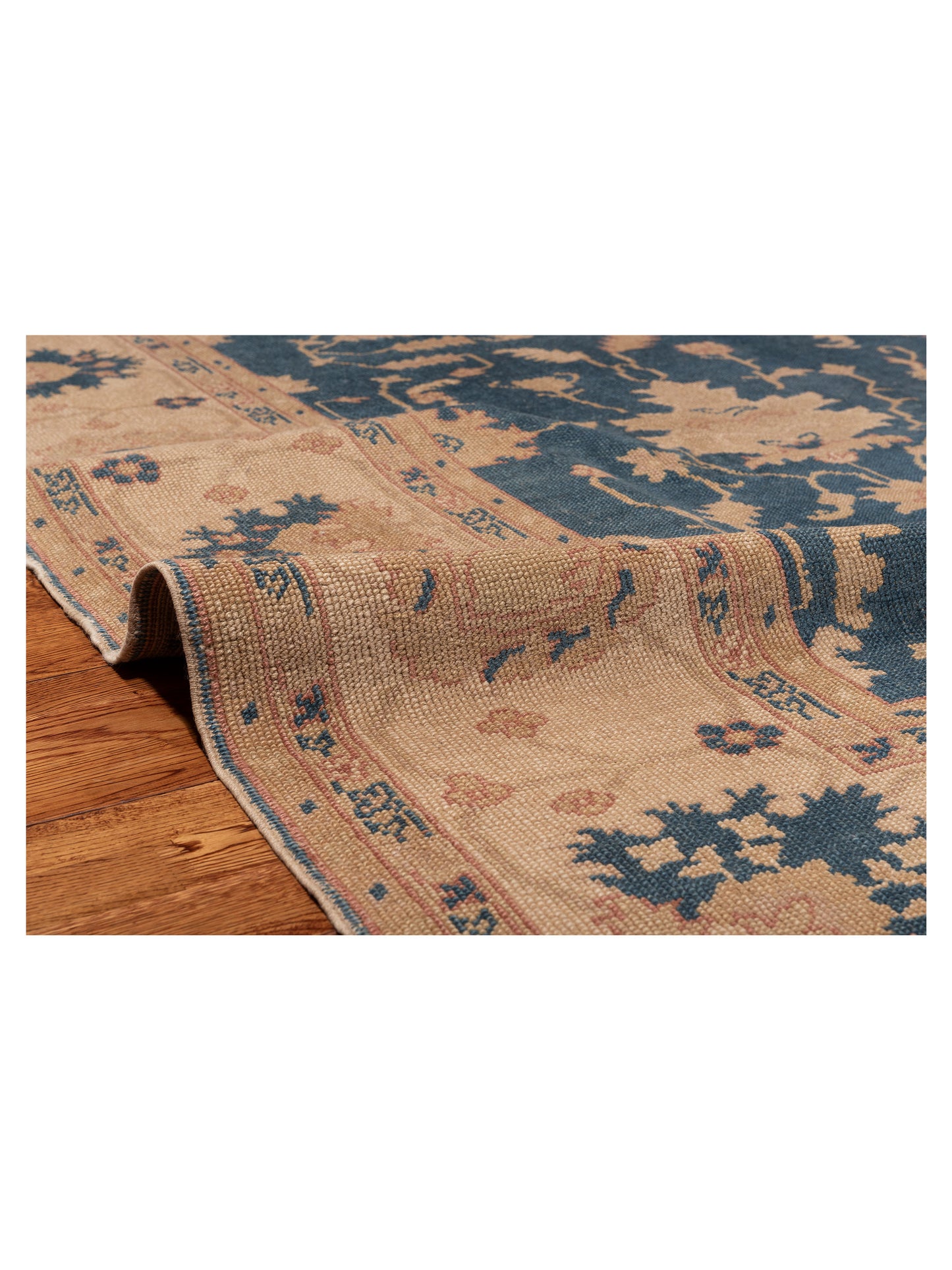 Angora Oushak 75065 Navy Beige 9.2x11.3 Hand Knotted Rug