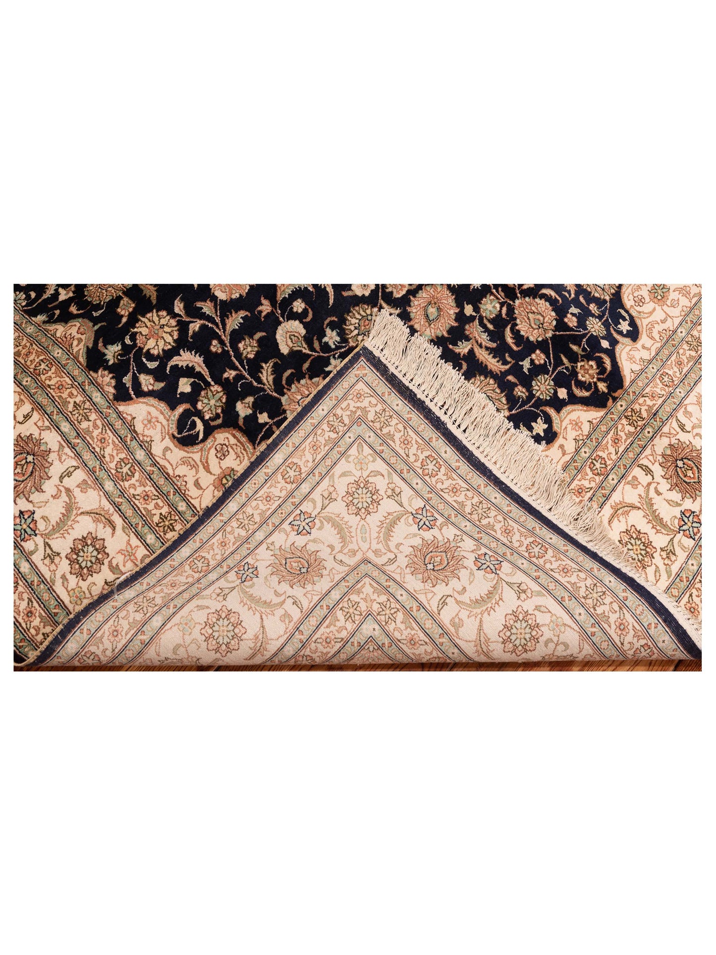Pure Silk 122612 Black Ivory 5.1x7.9 Hand Knotted Rug