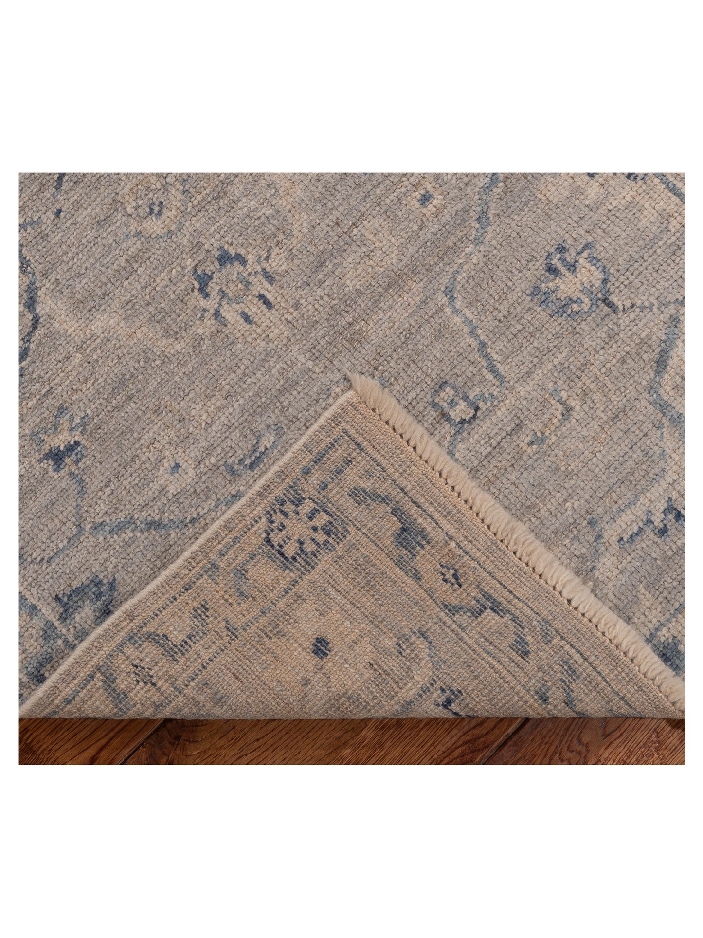 Angora Oushak 152499 Gray Blue 2.7x9 Hand Knotted Rug