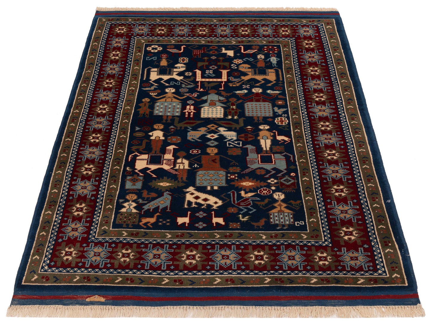 Turkish Shirwan 148334 Navy Red 3.11x5 Hand Knotted Rug