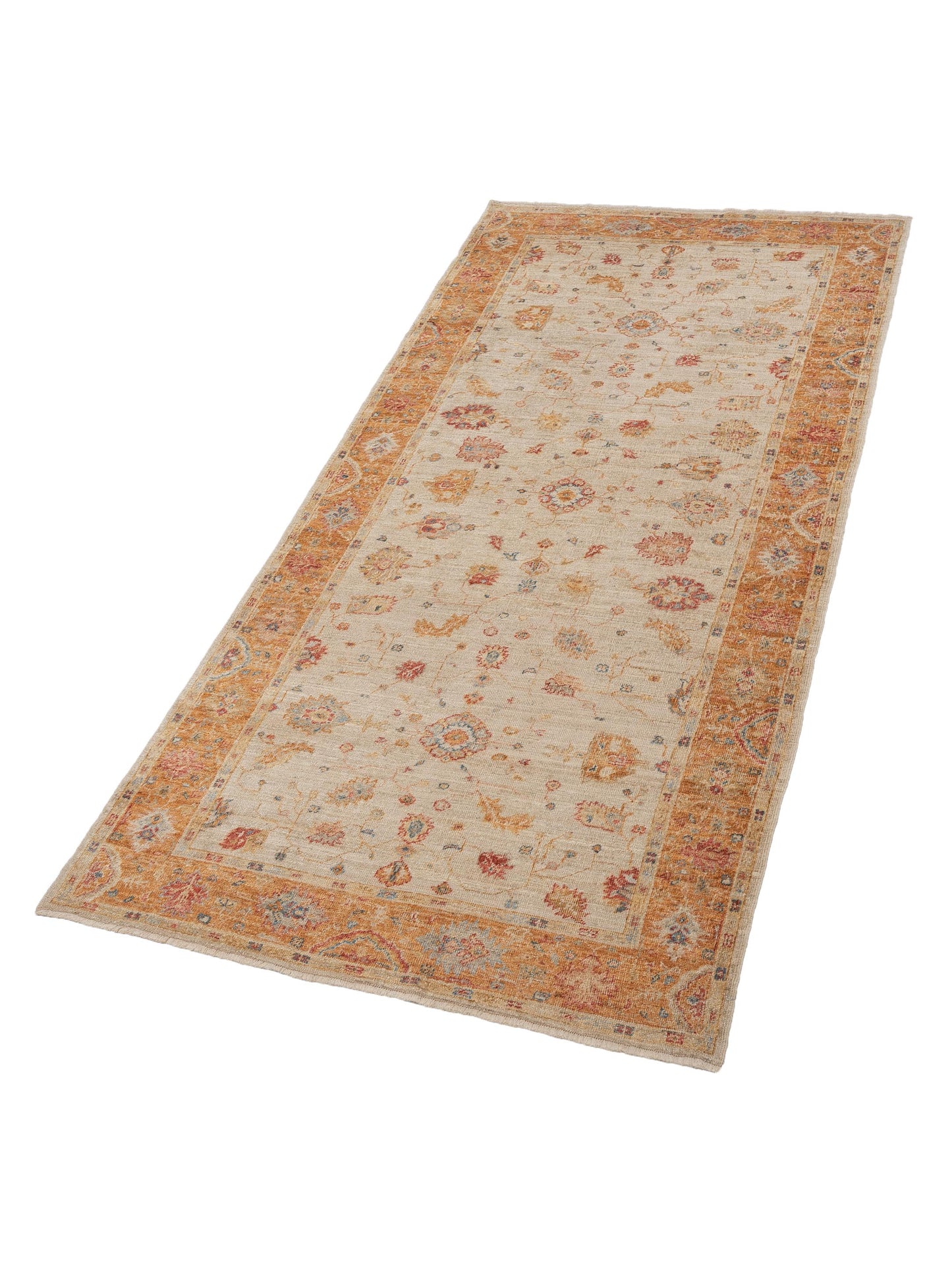 Angora Oushak 133259 Ivory Orange 6.1x12.5 Hand Knotted Rug
