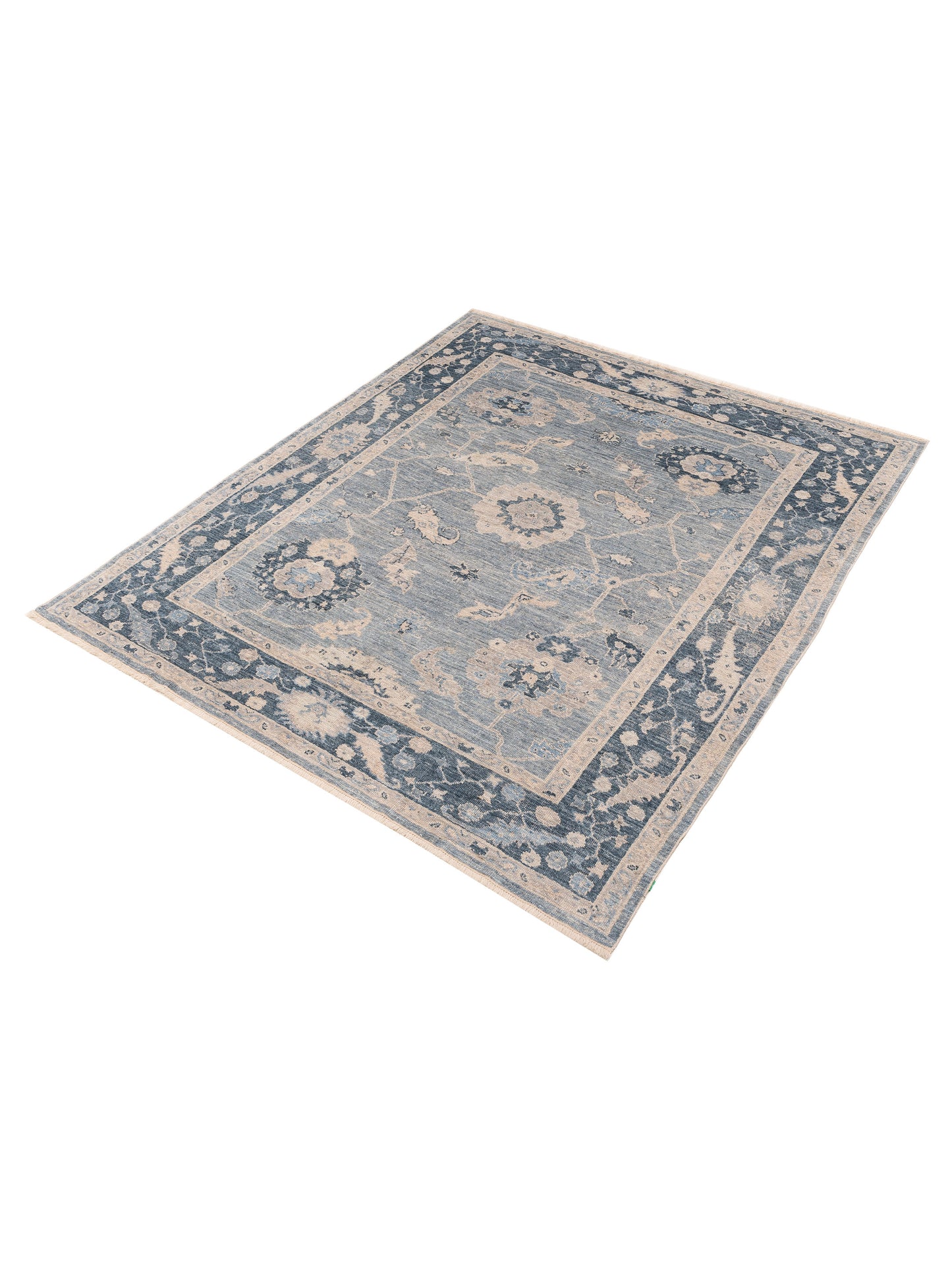 Angora Oushak 153496 Blue Blue 8x8.10 Hand Knotted Rug