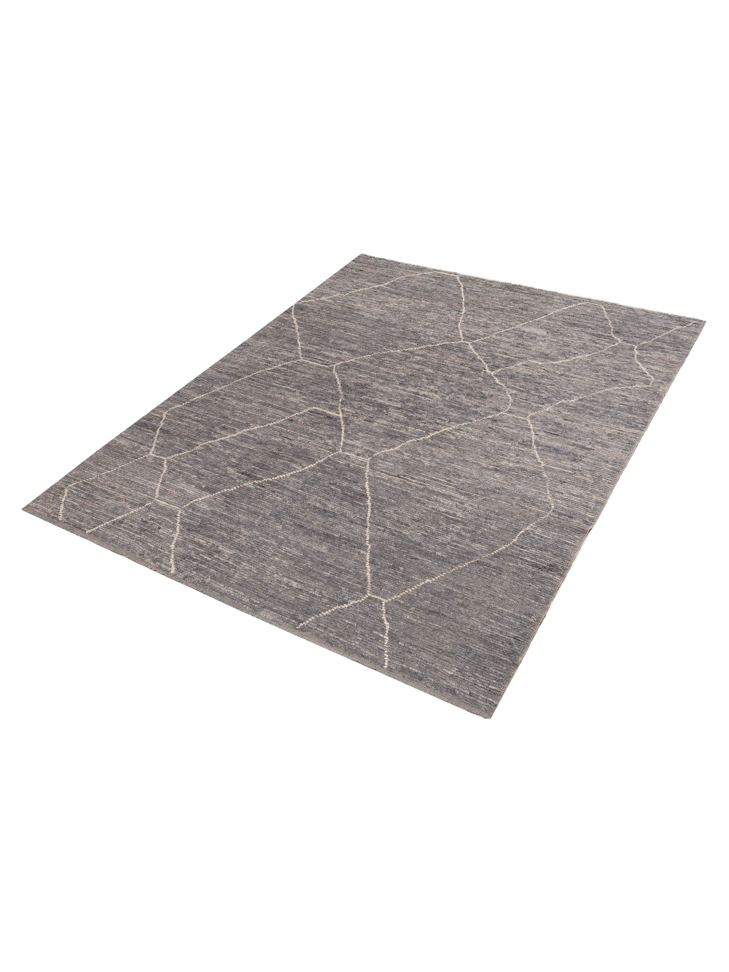 Berber Efes Gray Ivory 8x10.5 Hand Knotted Rug