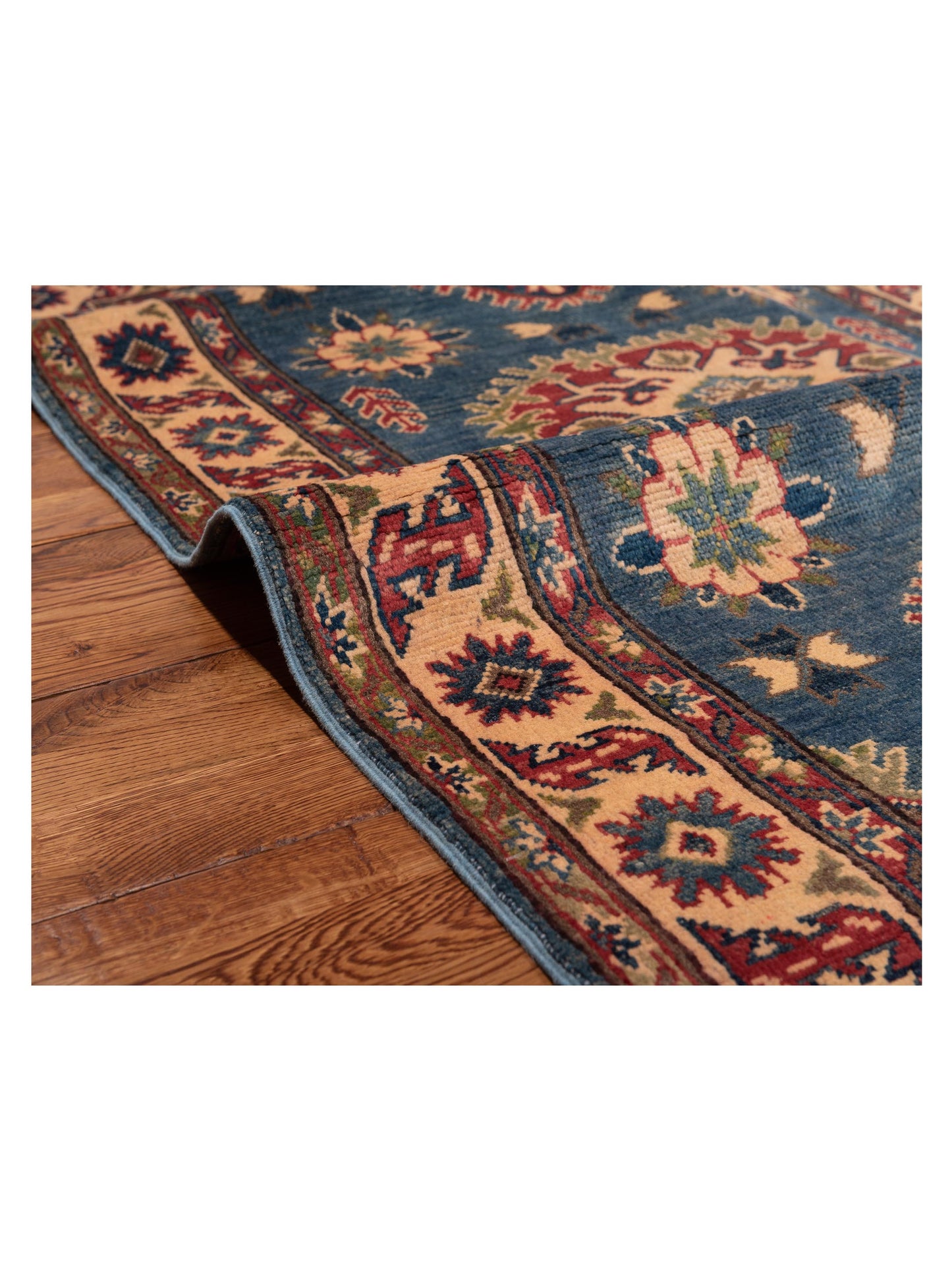 Kazak 145971 Blue Ivory 3.5x5.5 Hand Knotted Rug