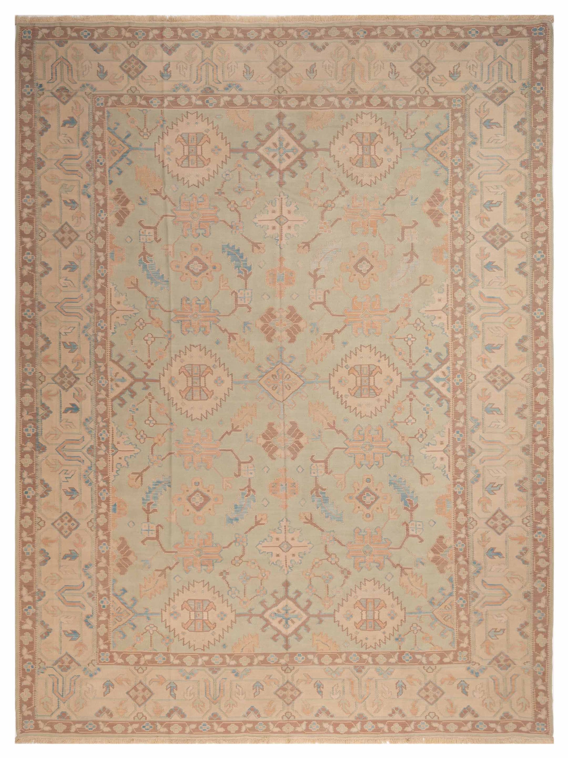 Pasha Transilvanian Kilim  Green Beige Traditional