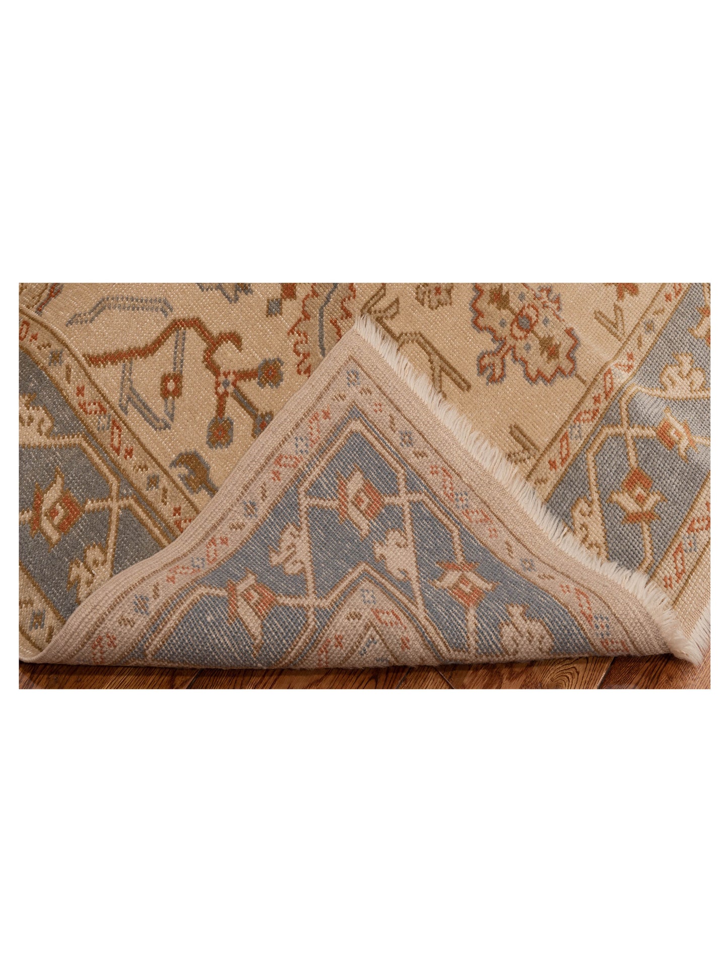 Anadol Oushak 129711 Ivory Blue 5.2x6.10 Hand Knotted Rug
