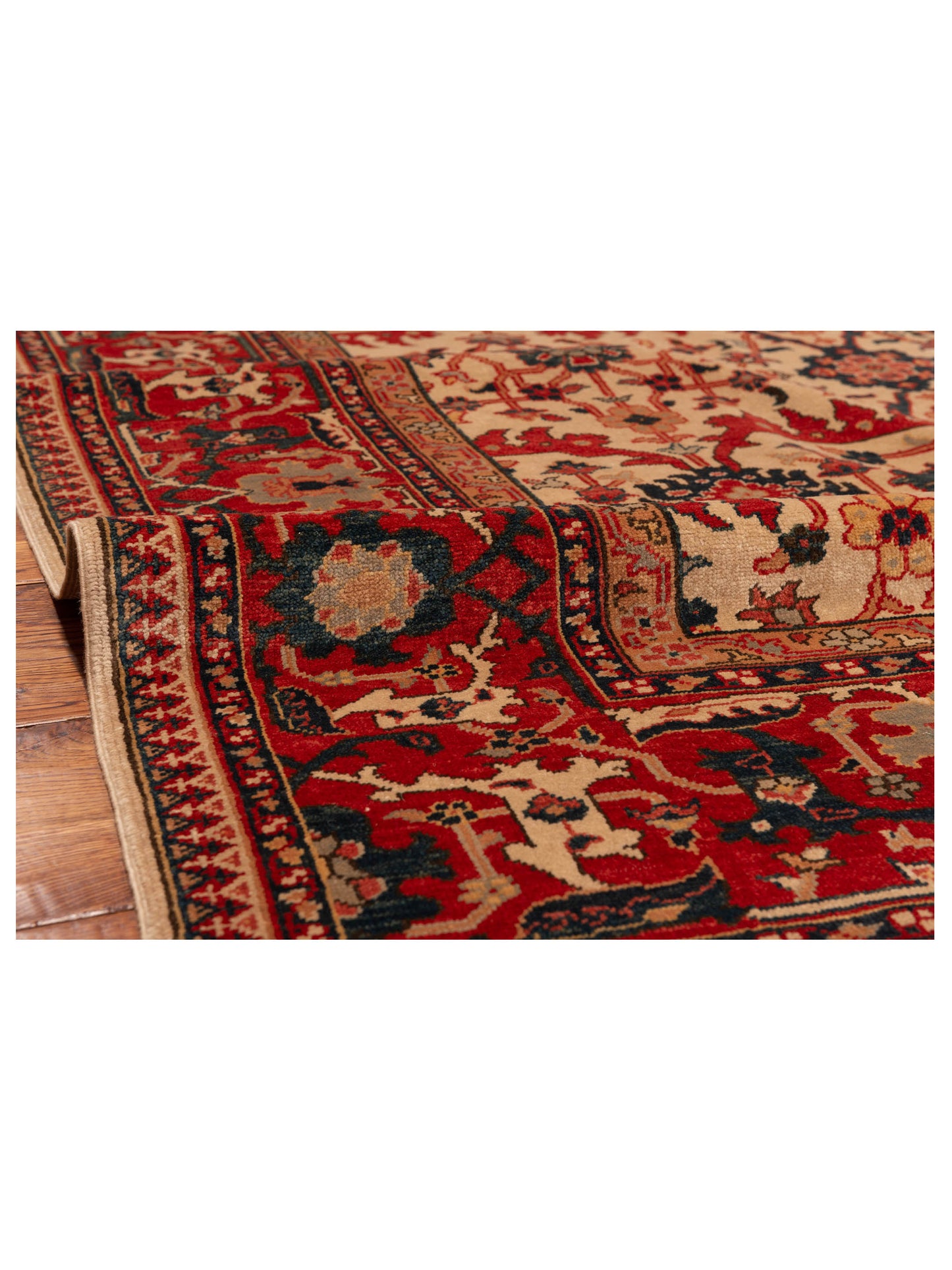 Antique Loom 148319 Ivory Red 6.9x10 Hand Knotted Rug