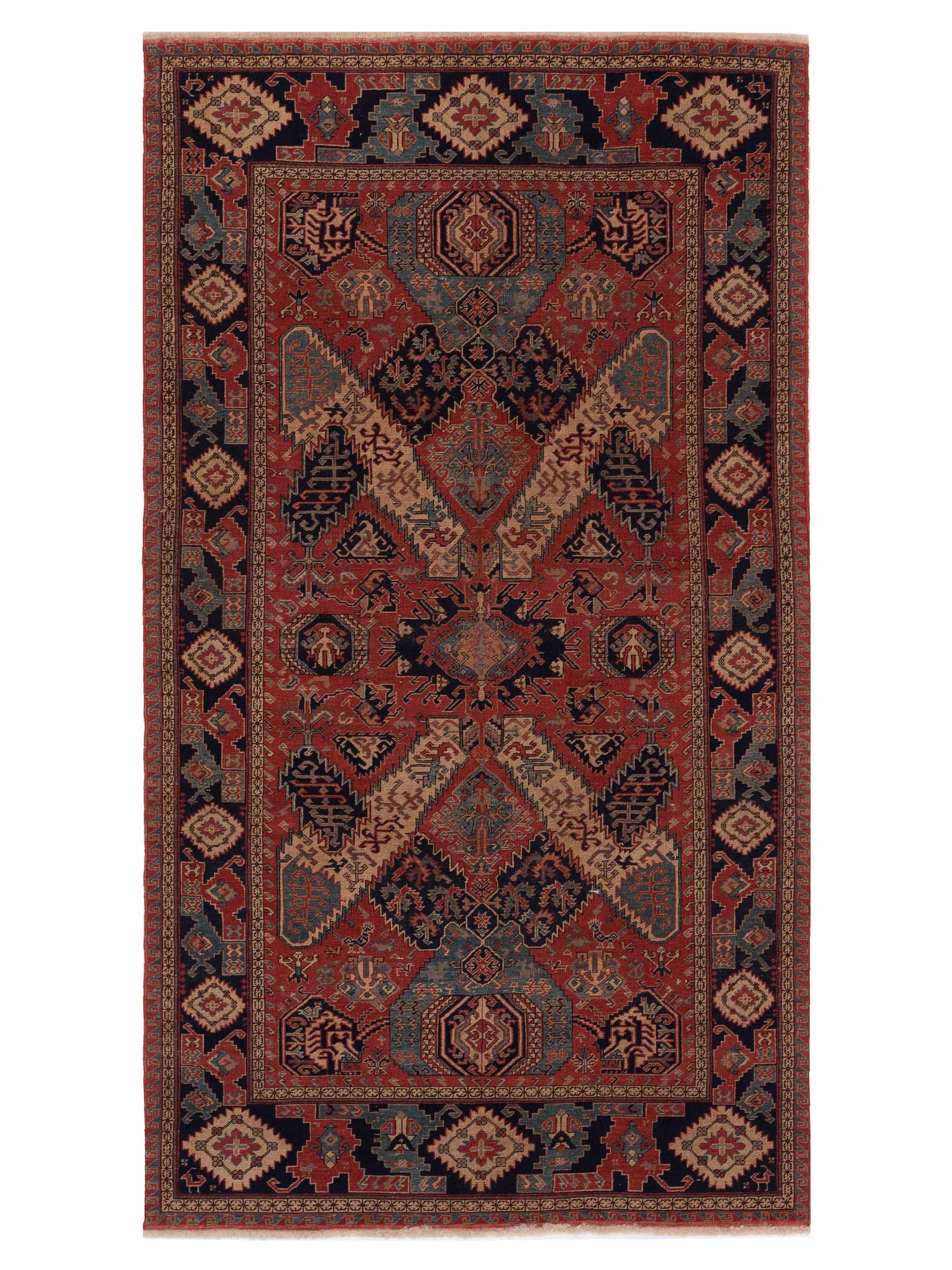 Pasha Antique Loom  Rust Navy Traditional
