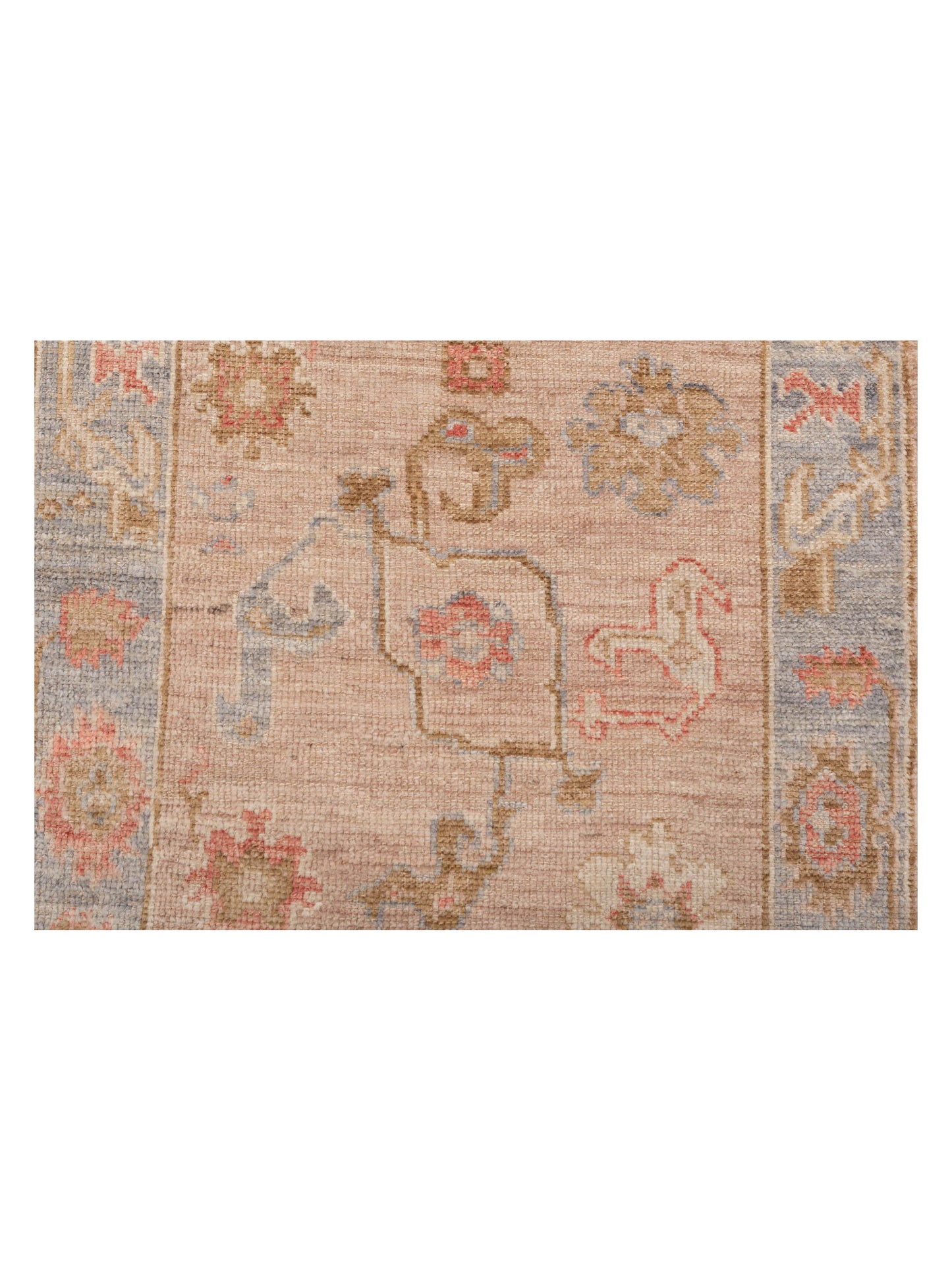 Angora Oushak 149589 Pink Gray 2.8x9.6 Hand Knotted Rug