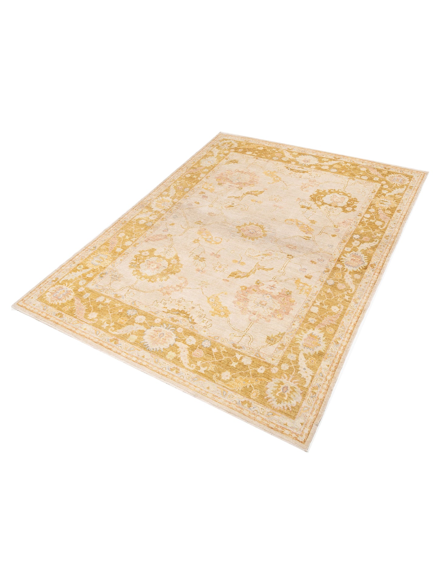 Angora Oushak 144633 Silver Mustard 10.4x13.10 Hand Knotted Rug